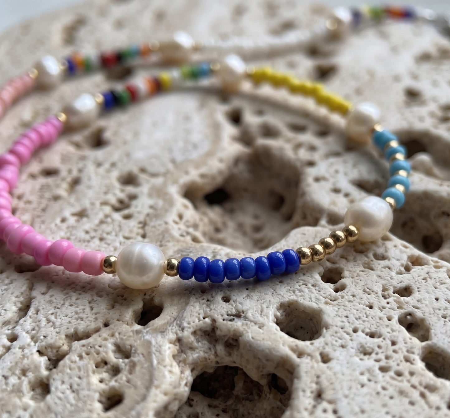 Colorful Freshwater Pearl Seed Bead Necklace | Vacation Jewelry