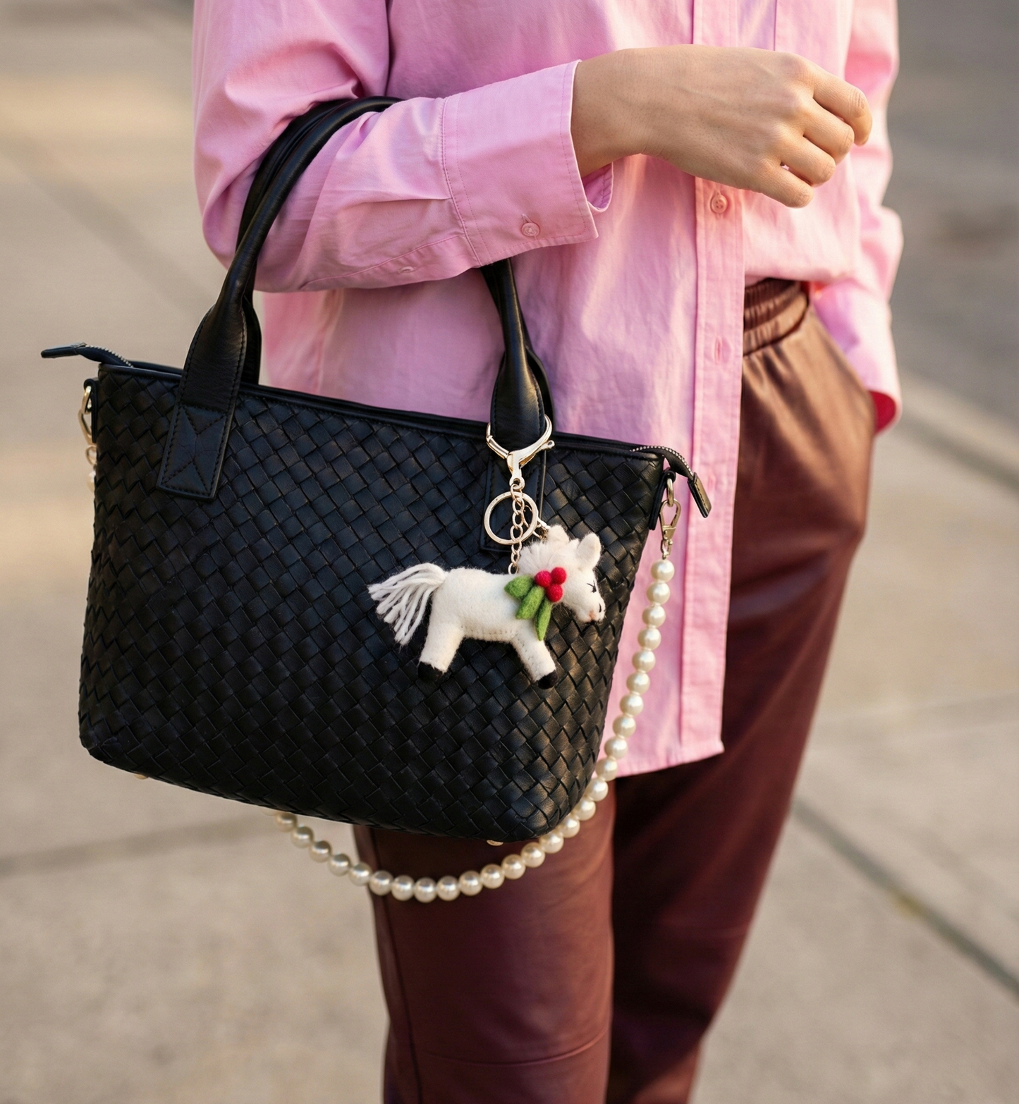 Handmade Wool Felt Pony Keychain - Year of Horse 2026 Bag Charm