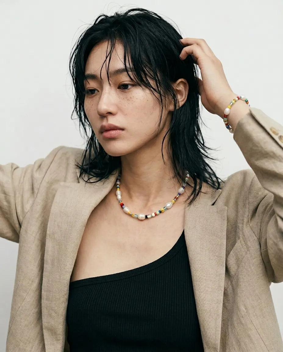 Real Freshwater Pearl & Miyuki Bead Bracelet | Handmade Korea