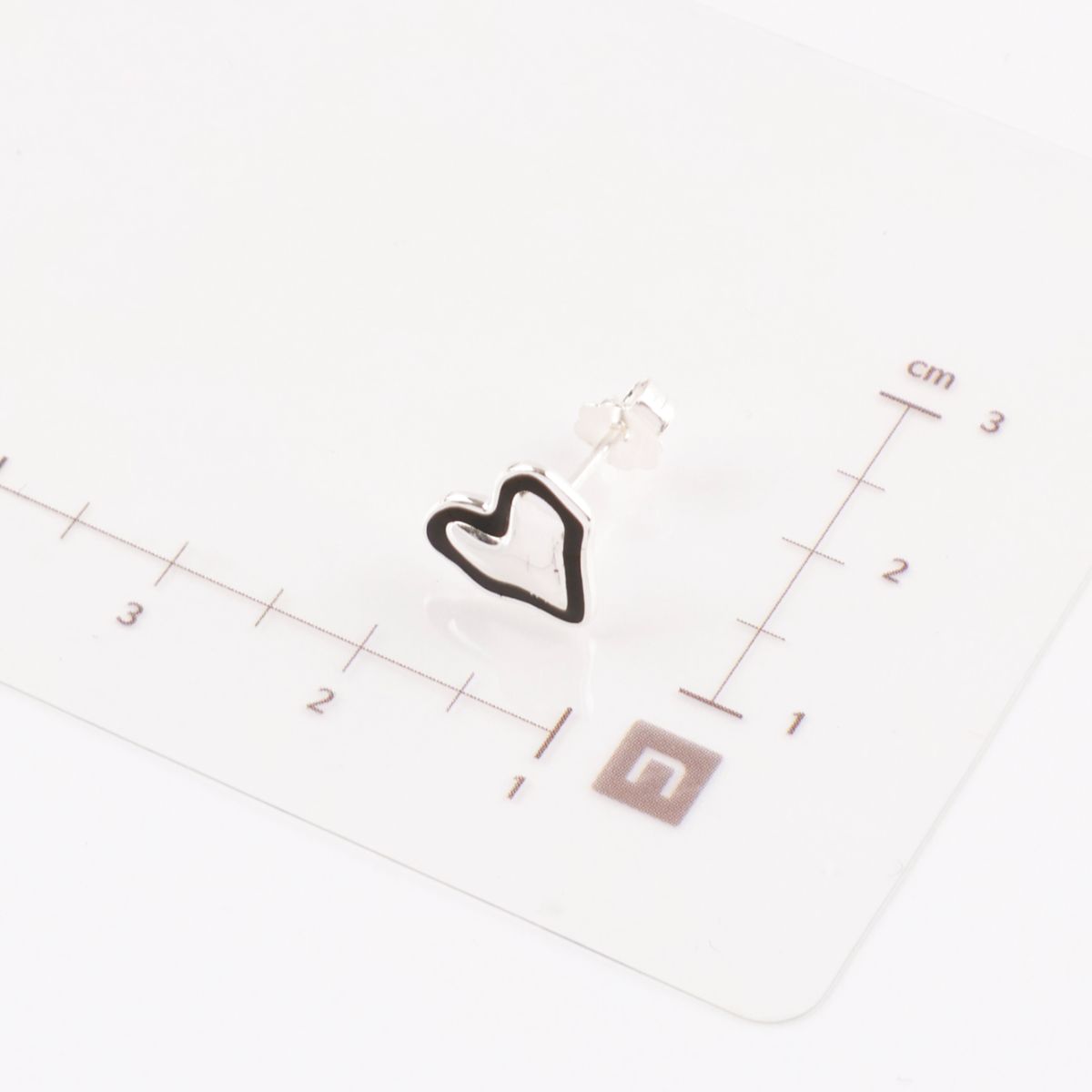 925 Sterling Silver Black Enamel Organic Heart Stud Earrings — Chunky Puff & Open Silhouette