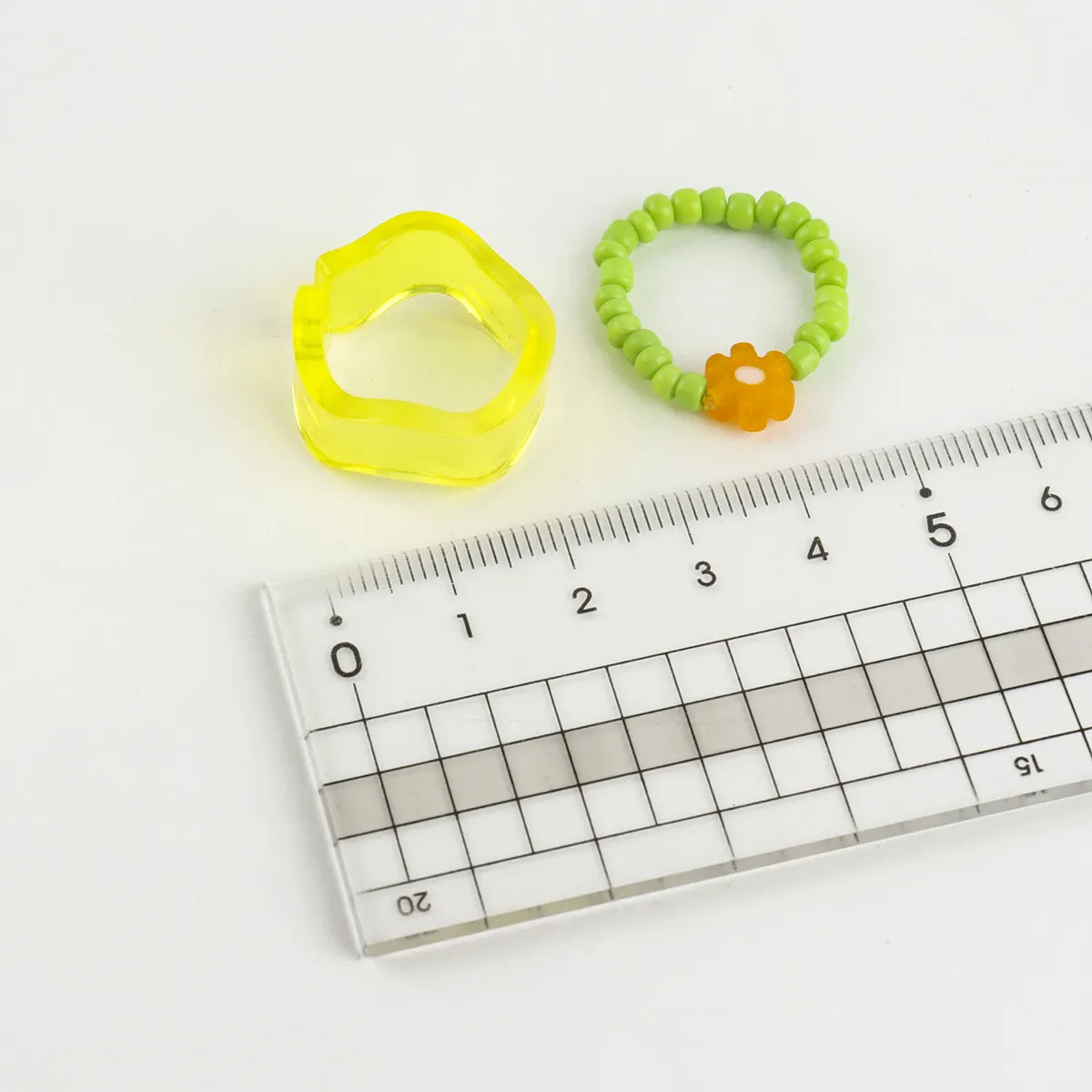Y2K Chunky Resin Wave Ring & Flower Bead Ring Set