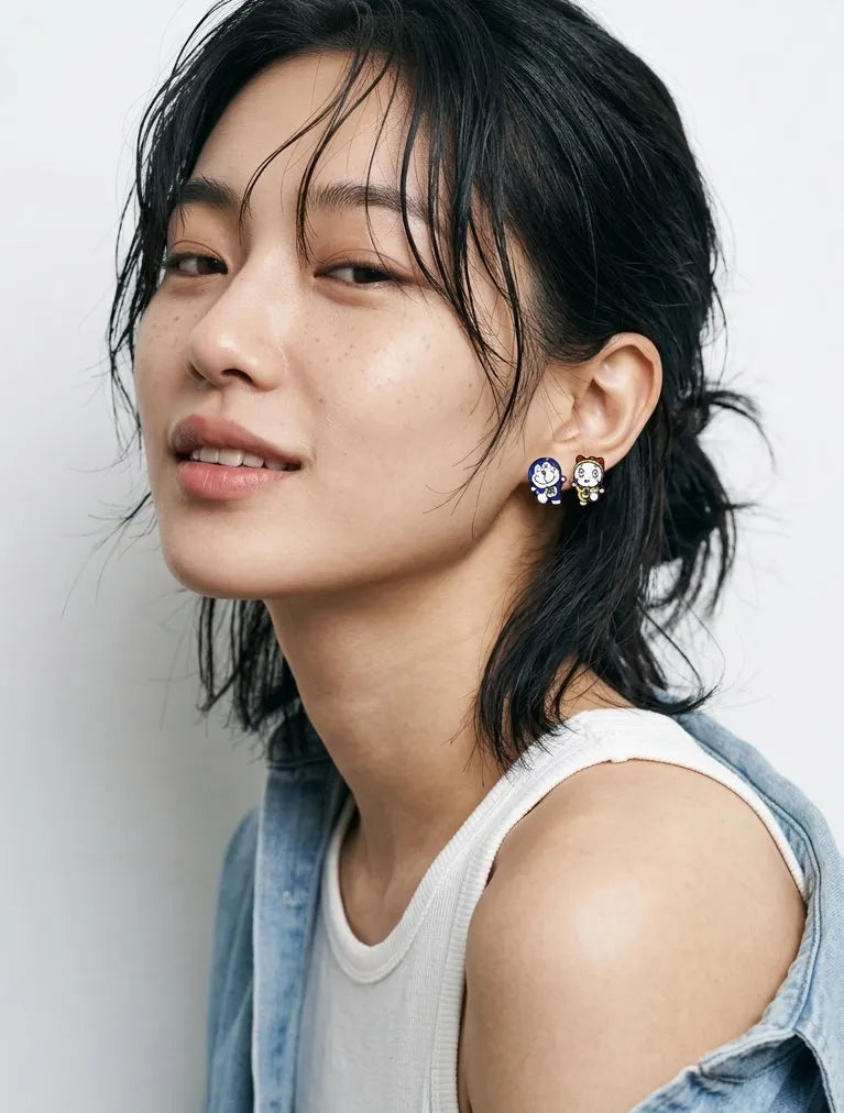 Doraemon & Dorami Mismatched Studs — Handmade in Korea