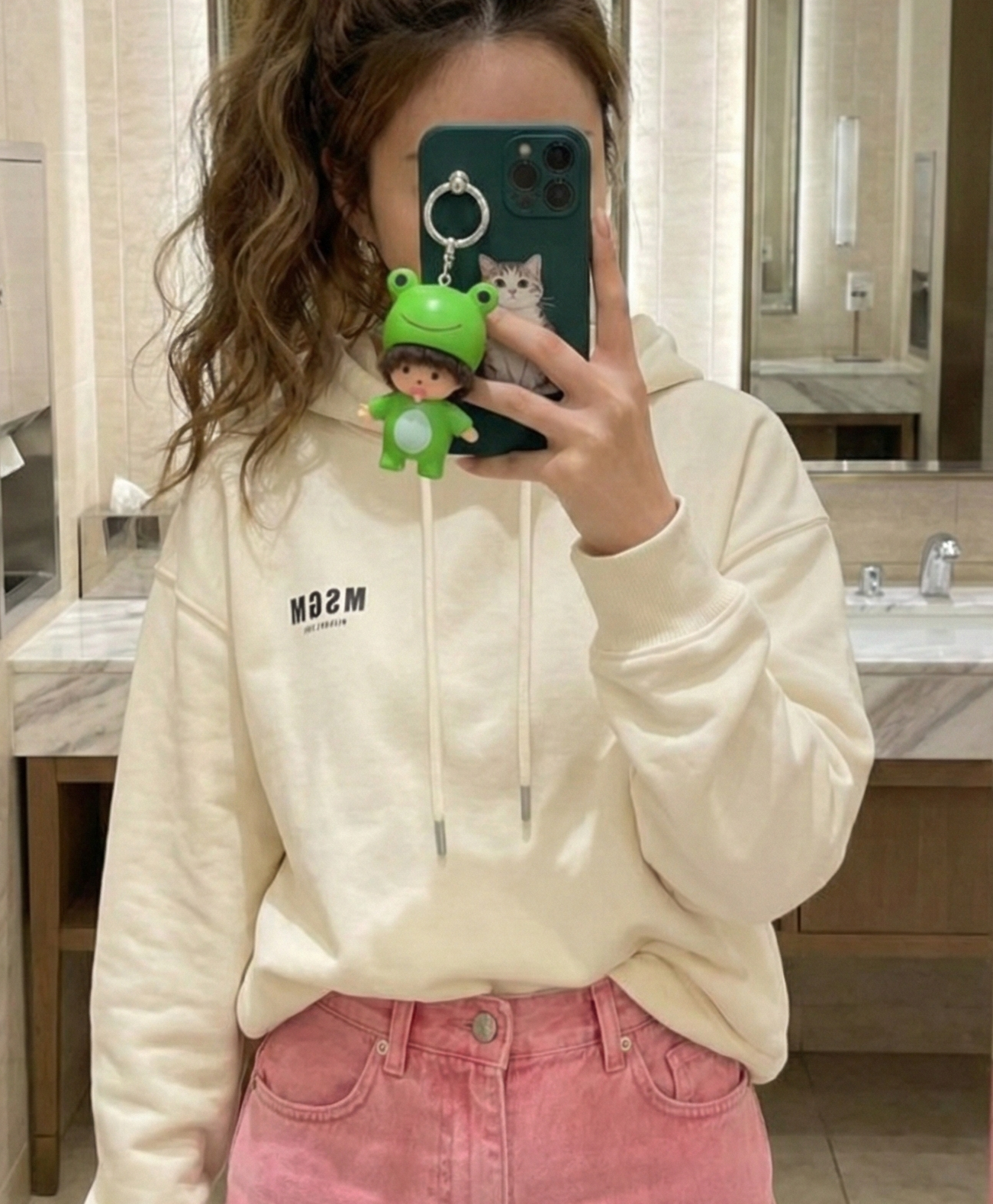 Cute Frog Baby Doll Keychain Bag Charm – Kawaii Y2K Backpack & Purse Accessory with Crystal Beads & Heart