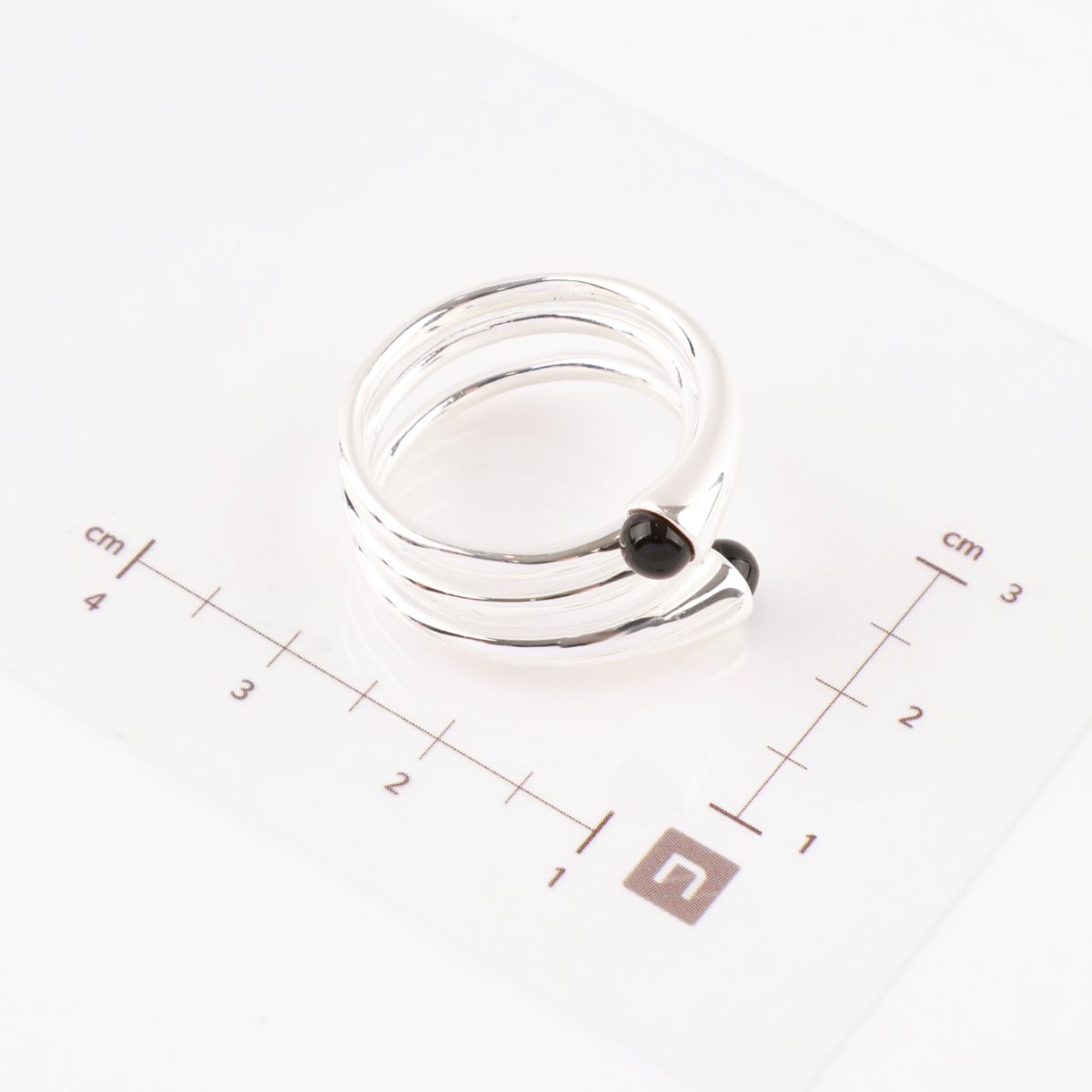 925 Sterling Silver Black Onyx Open Ring - Adjustable Statement Ring