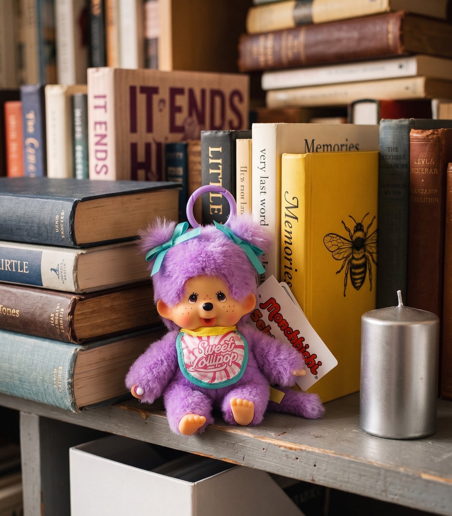 Sweet Lollipop Monchhichi Plush Bag Charm Keychain — Kawaii Y2K Bag Decor