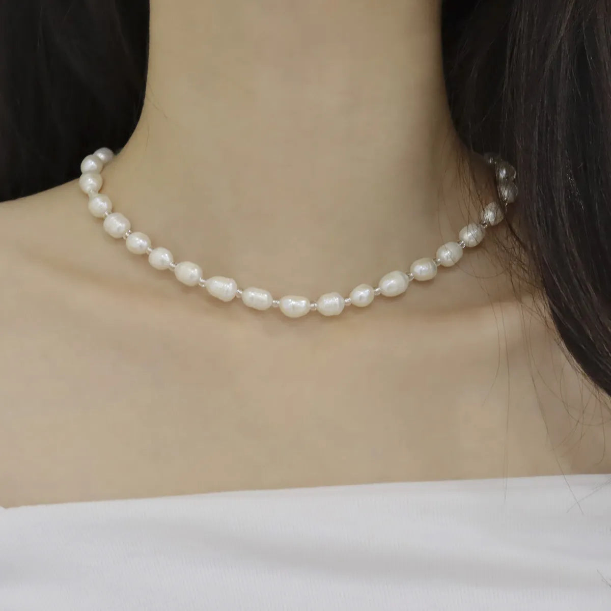 Real Freshwater Pearl & Color Bead Choker Necklace | Y2K Kitsch Neck Stack