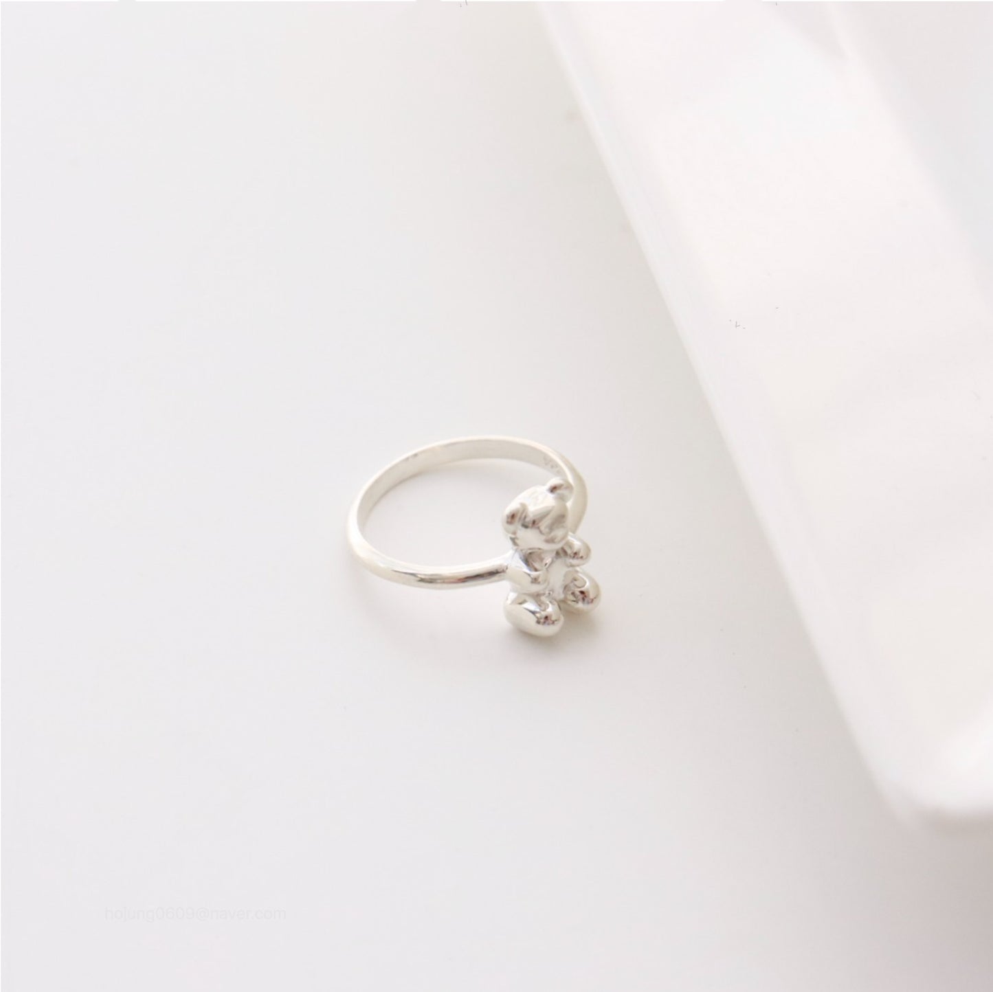 925 Sterling Silver Teddy Bear Ring – Cute Unique Adjustable Gift for Women & Girls