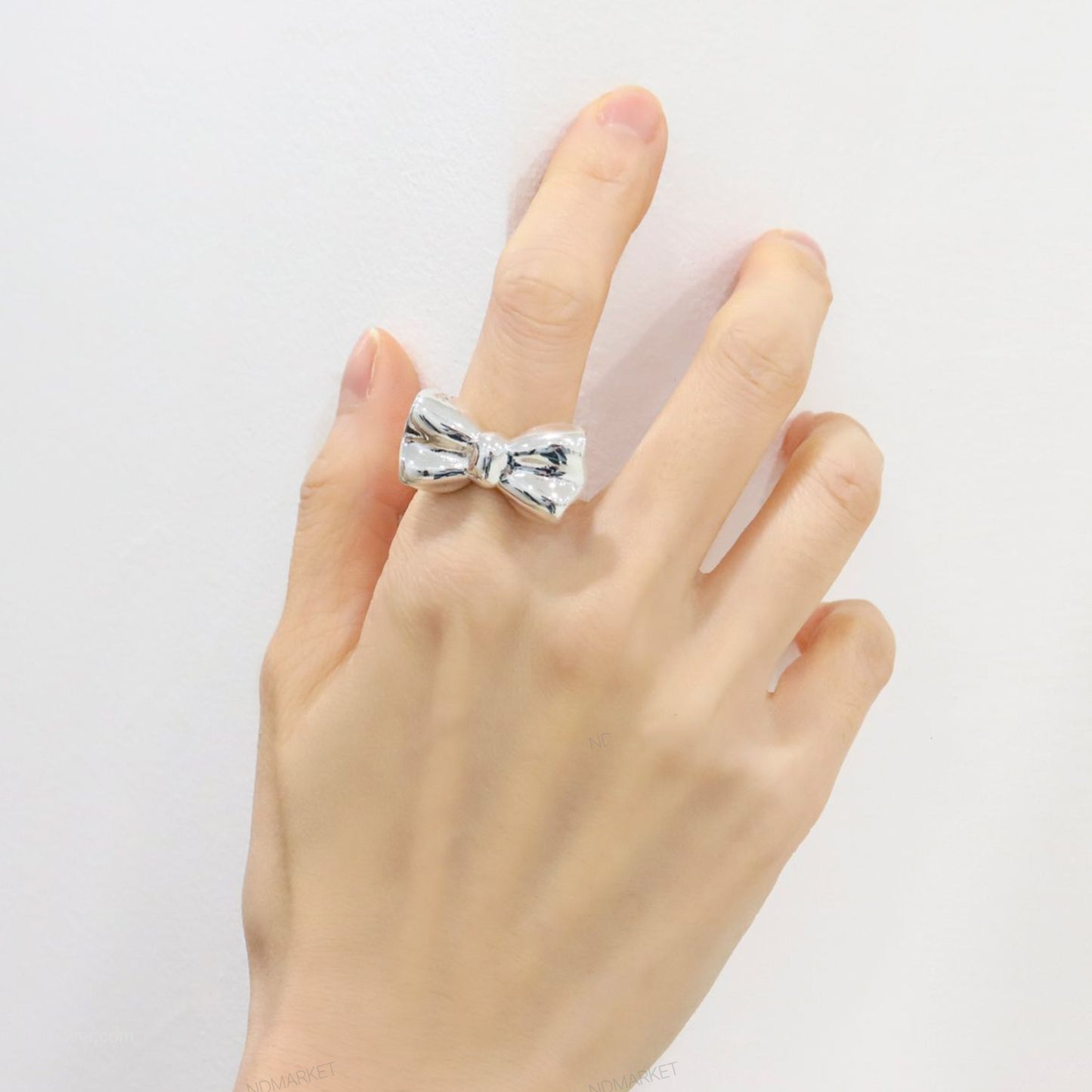 925 Sterling Silver Chunky Silver Bow Ring, Cute Statement Ribbon Ring