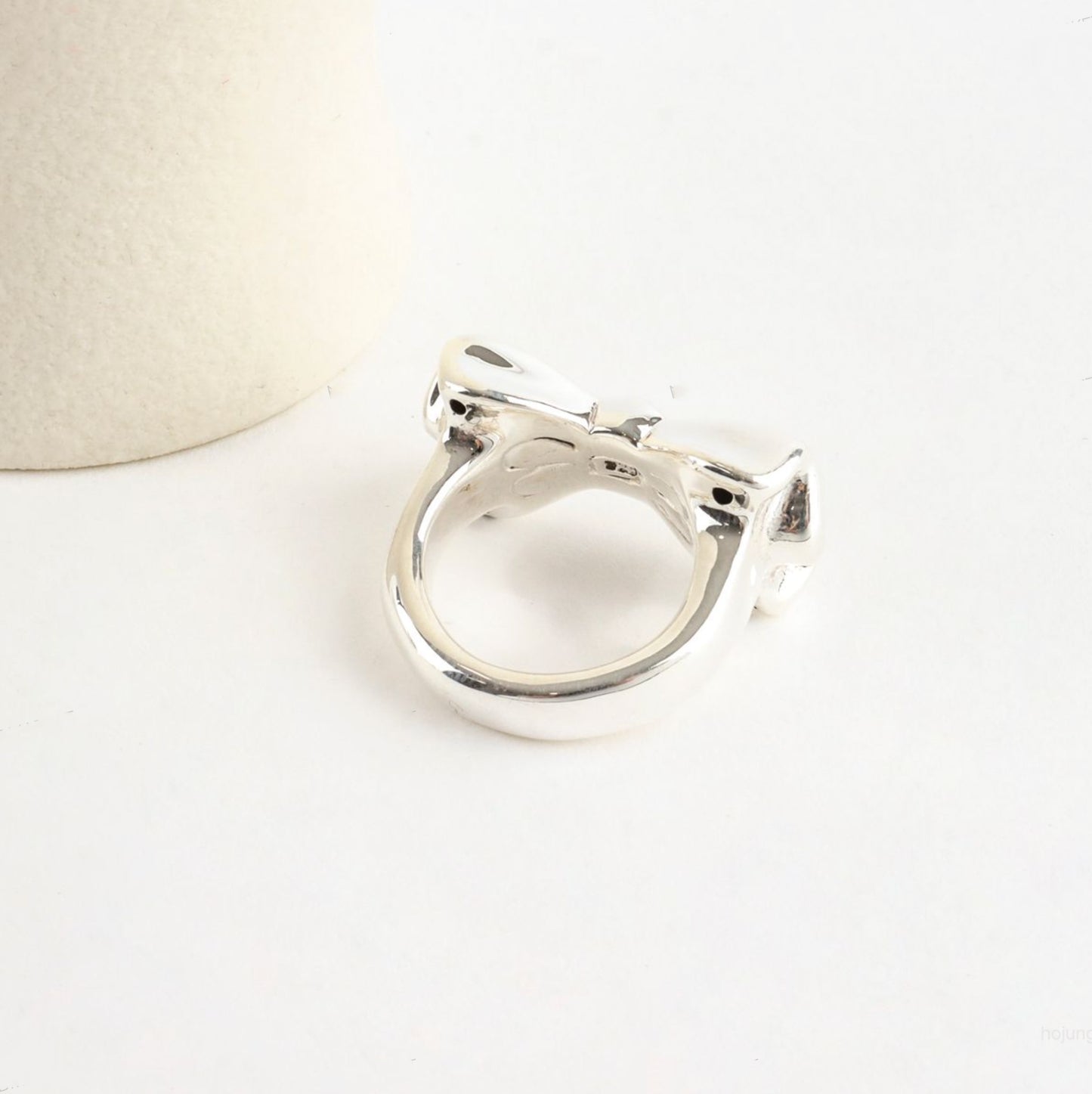 925 Sterling Silver Chunky Silver Bow Ring, Cute Statement Ribbon Ring