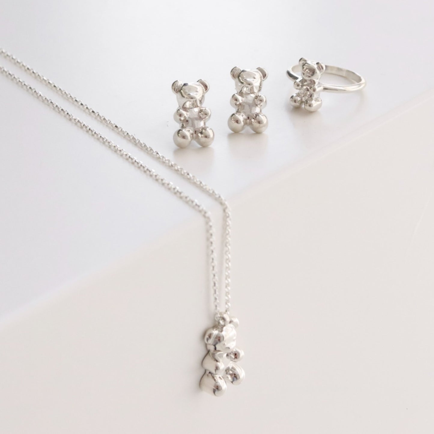 925 Sterling Silver Teddy Bear Necklace,Cute Minimalist Layering necklace