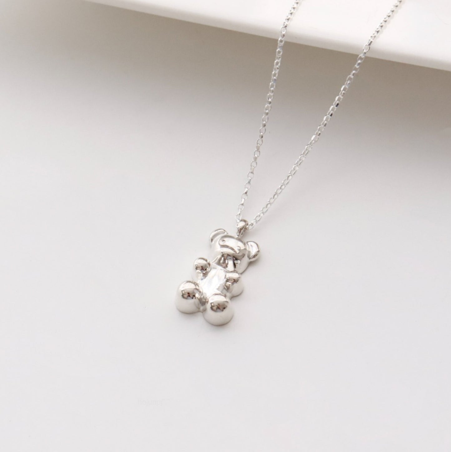 925 Sterling Silver Teddy Bear Necklace,Cute Minimalist Layering necklace