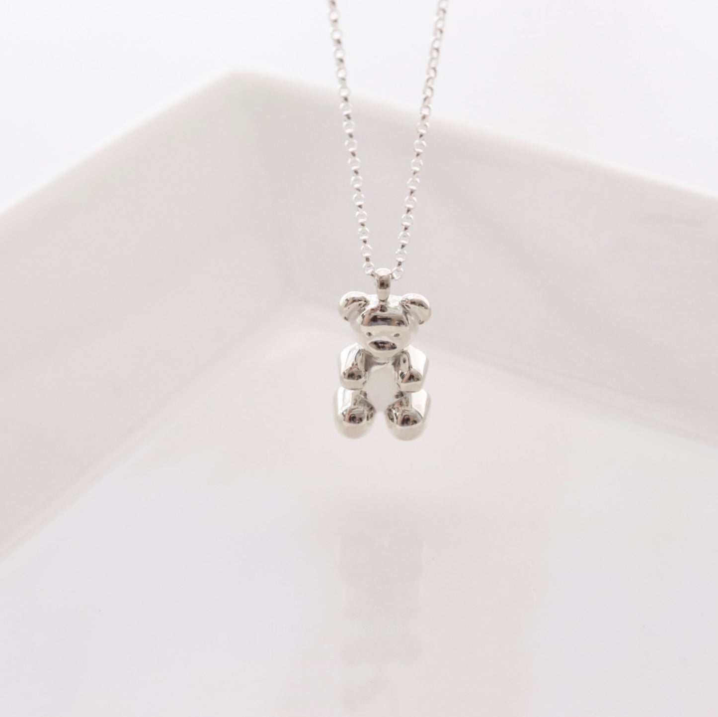 925 Sterling Silver Teddy Bear Necklace,Cute Minimalist Layering necklace