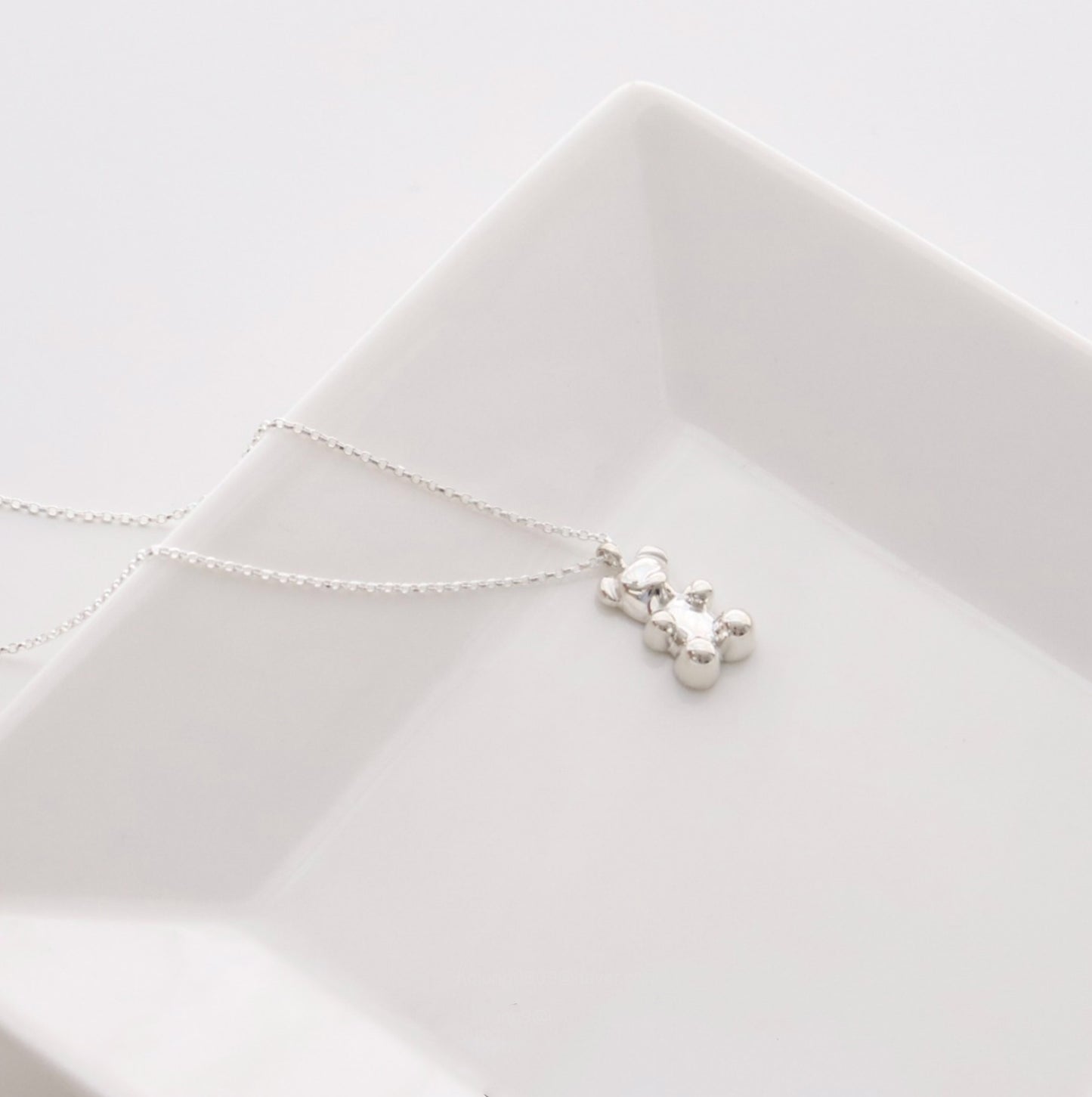925 Sterling Silver Teddy Bear Necklace,Cute Minimalist Layering necklace