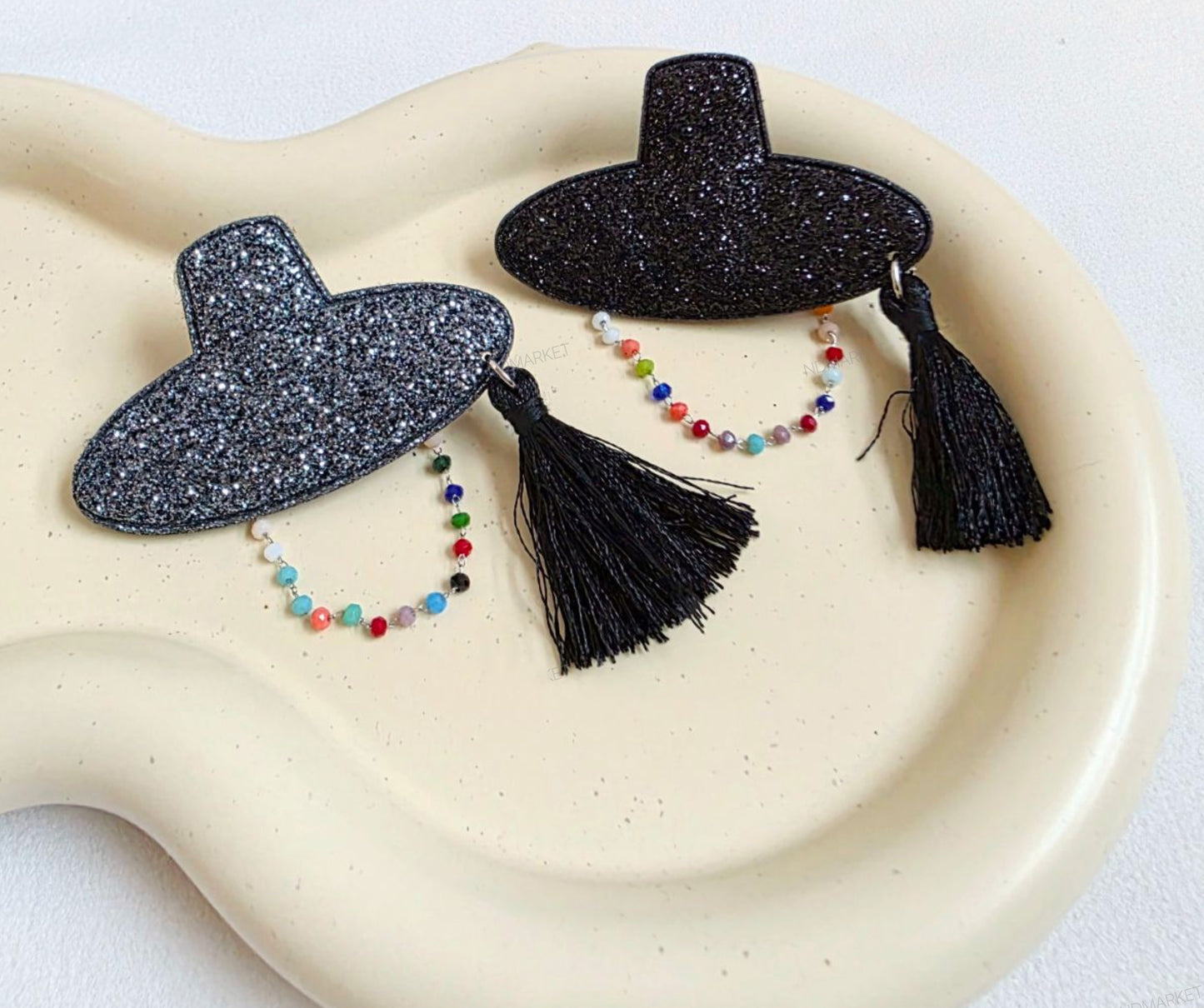 Korean Gat Hair Clip - Glitter & Nacre Pattern with Tassel