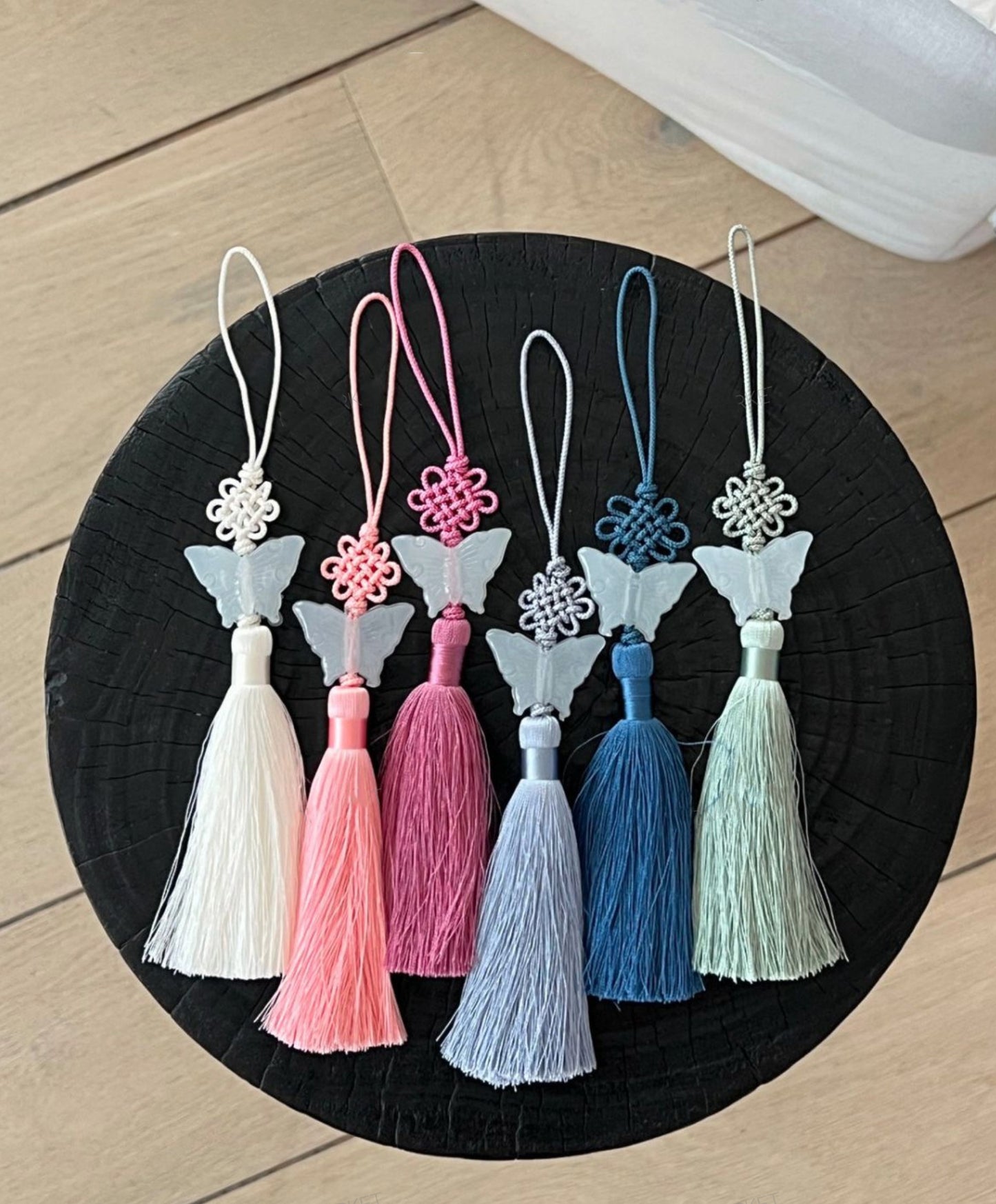 Korean Butterfly Norigae Tassel Charm - Traditional Knot Keychain
