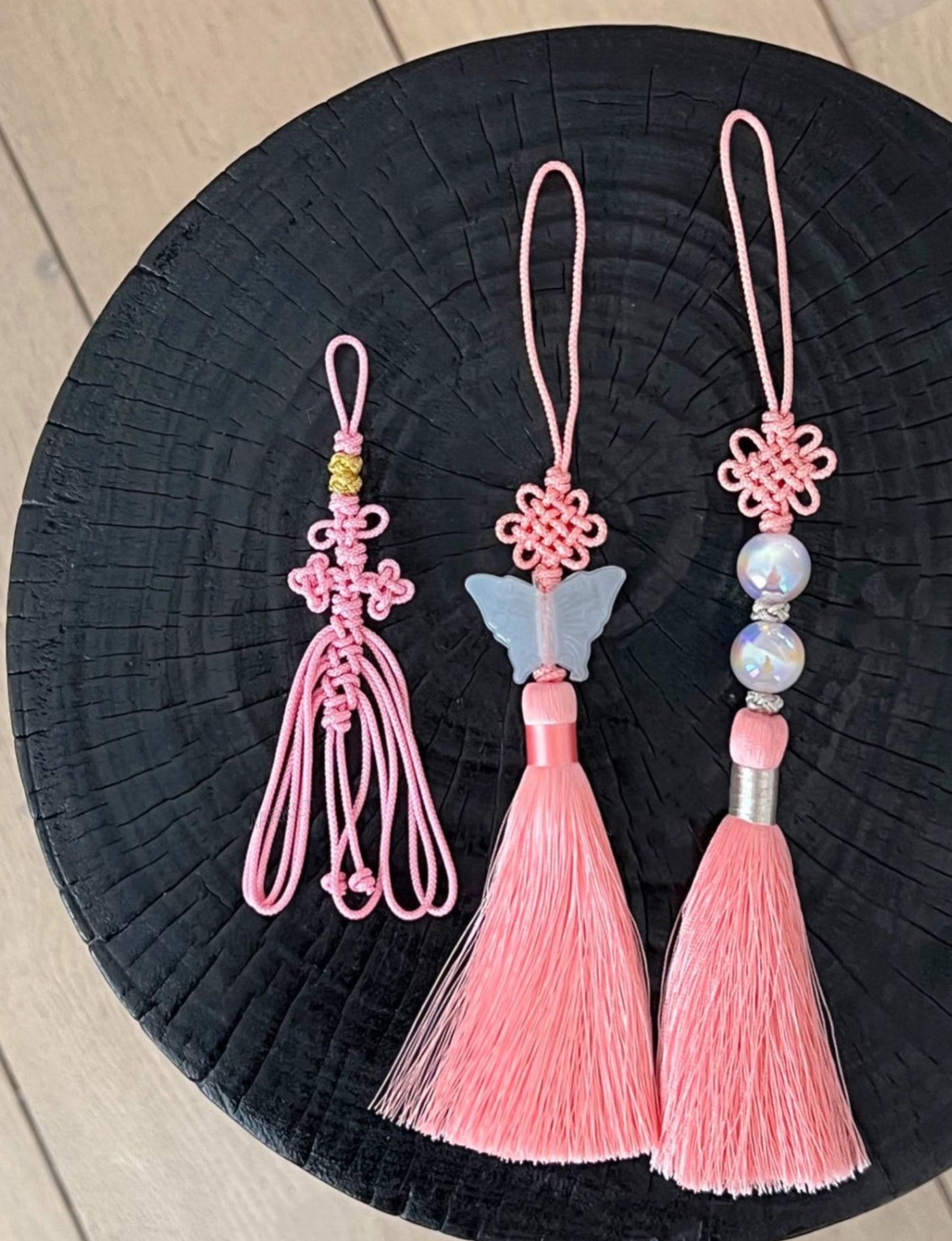 Korean Butterfly Norigae Tassel Charm - Traditional Knot Keychain