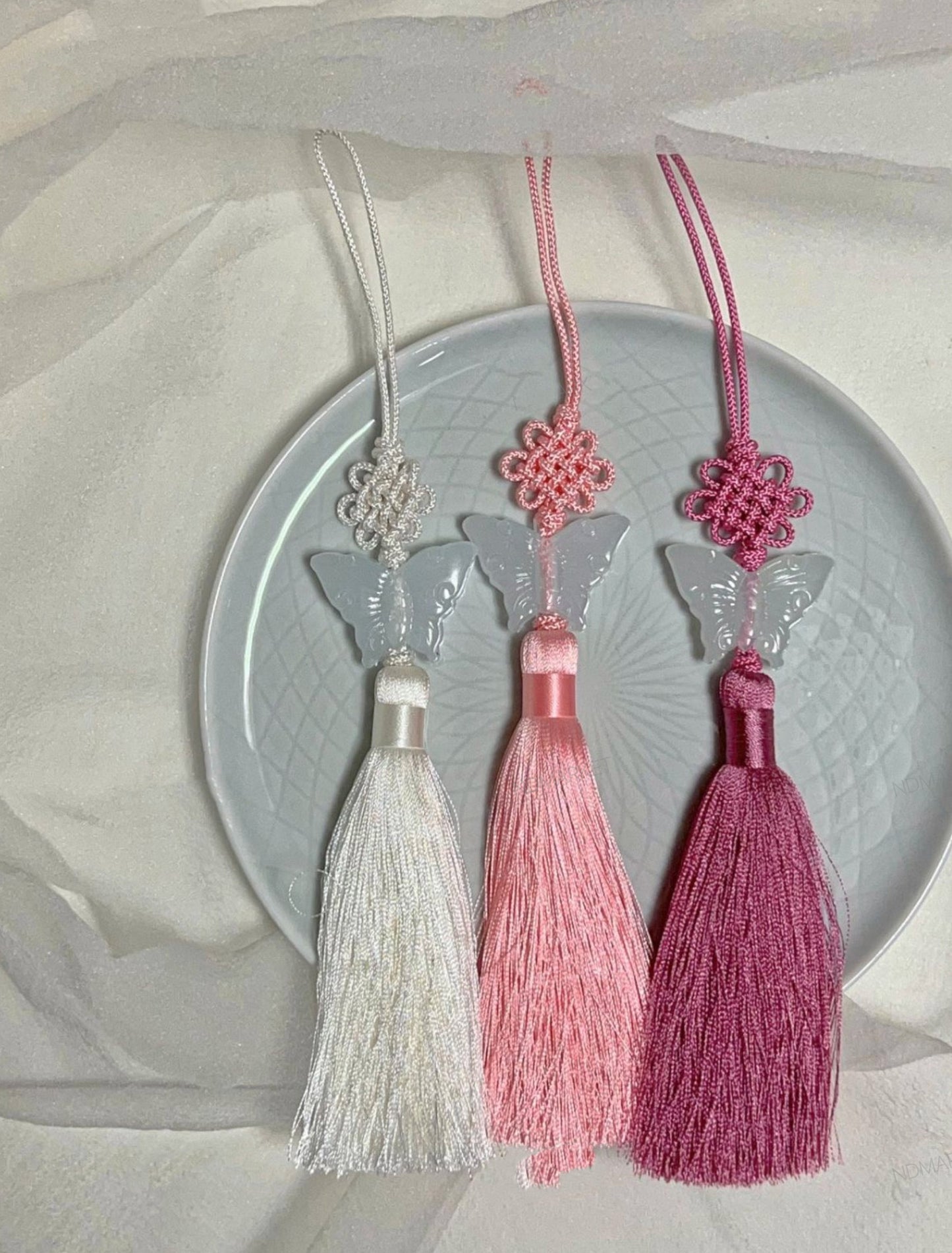 Korean Butterfly Norigae Tassel Charm - Traditional Knot Keychain