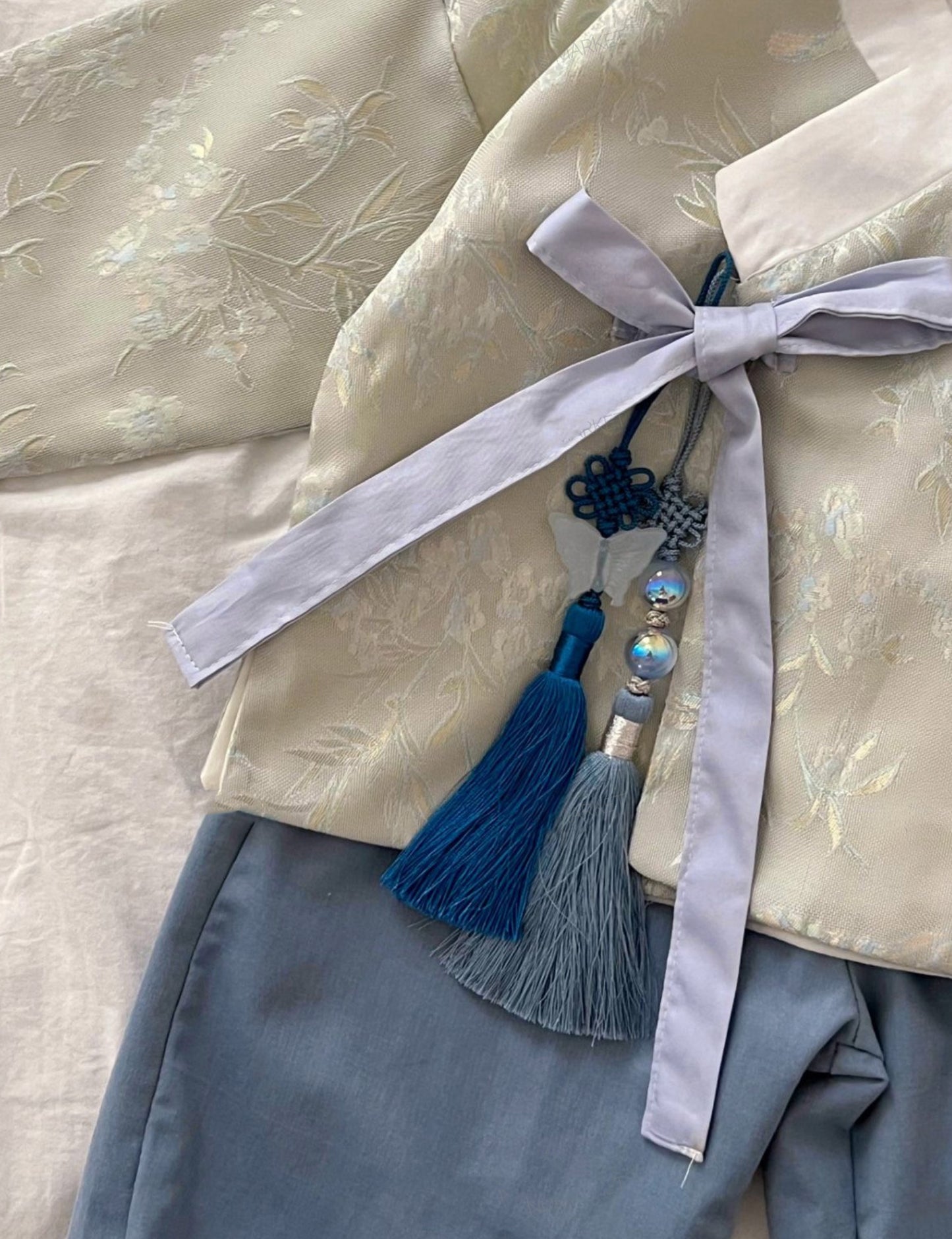 Korean Butterfly Norigae Tassel Charm - Traditional Knot Keychain