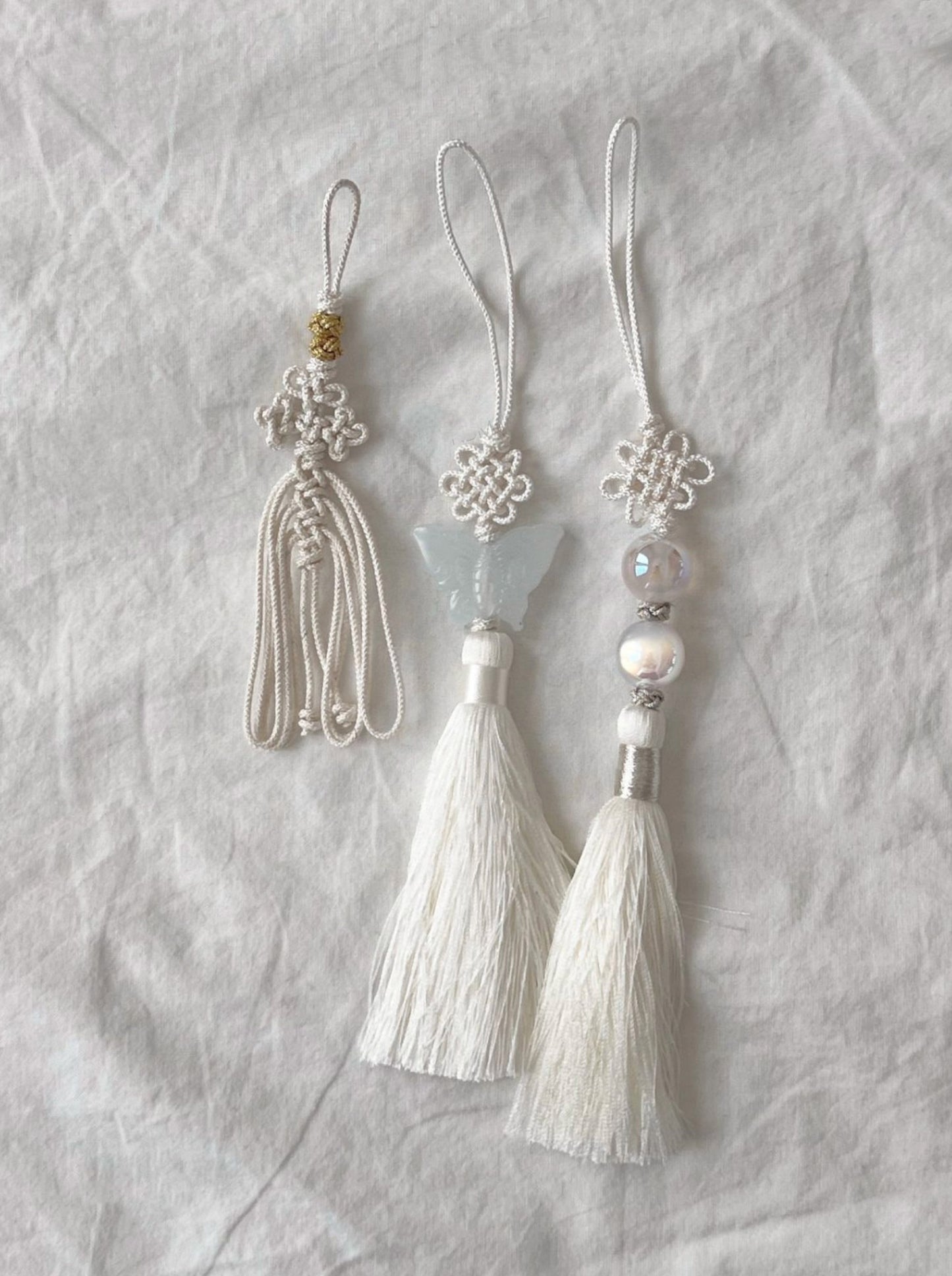 Korean Butterfly Norigae Tassel Charm - Traditional Knot Keychain