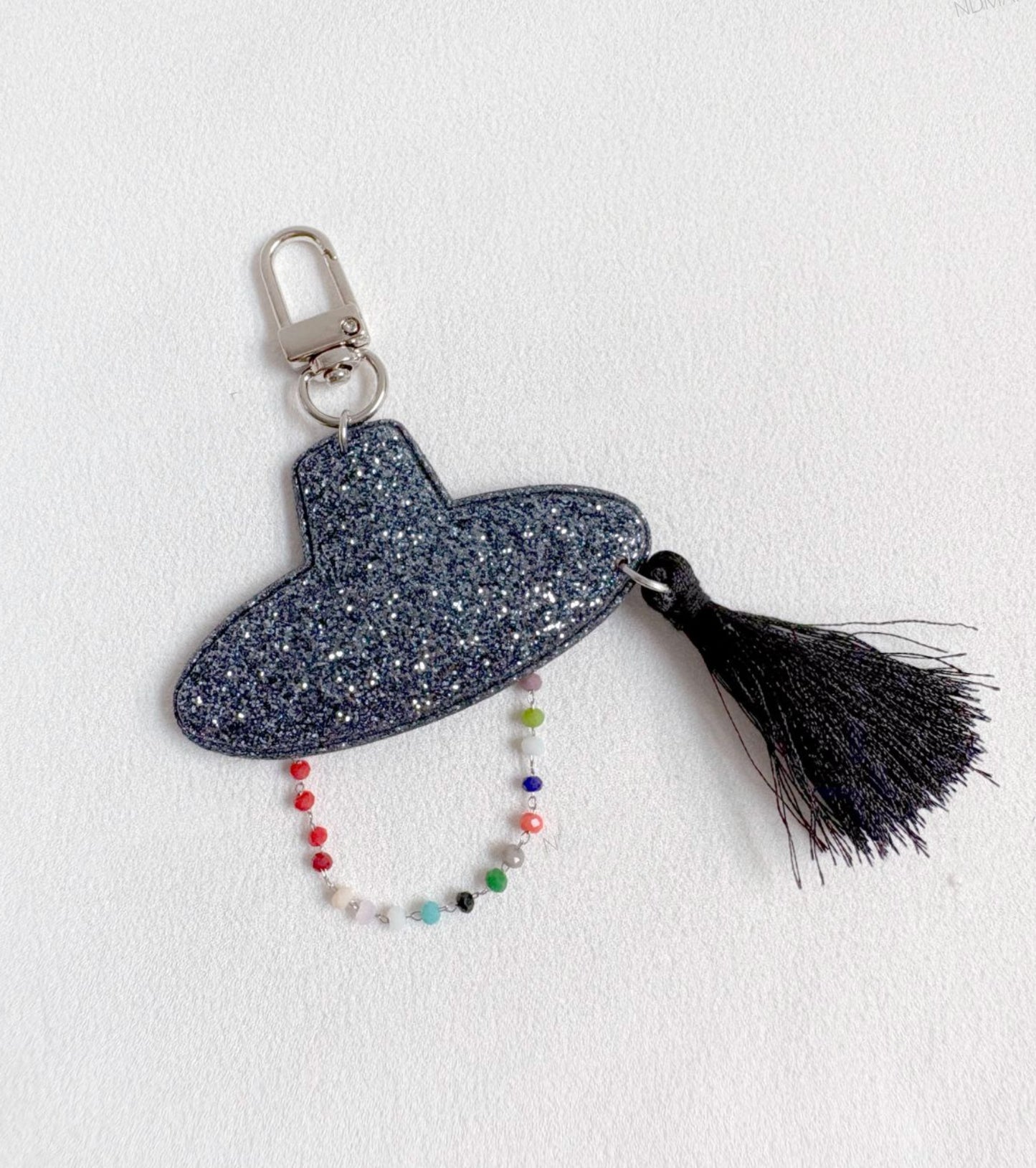Korean Gat Hat Keychain – Aurora Sipjangsaeng Longevity Charm, K-Drama Inspired Tassel Keyring (Rainbow/Black & White) k-pop accessories
