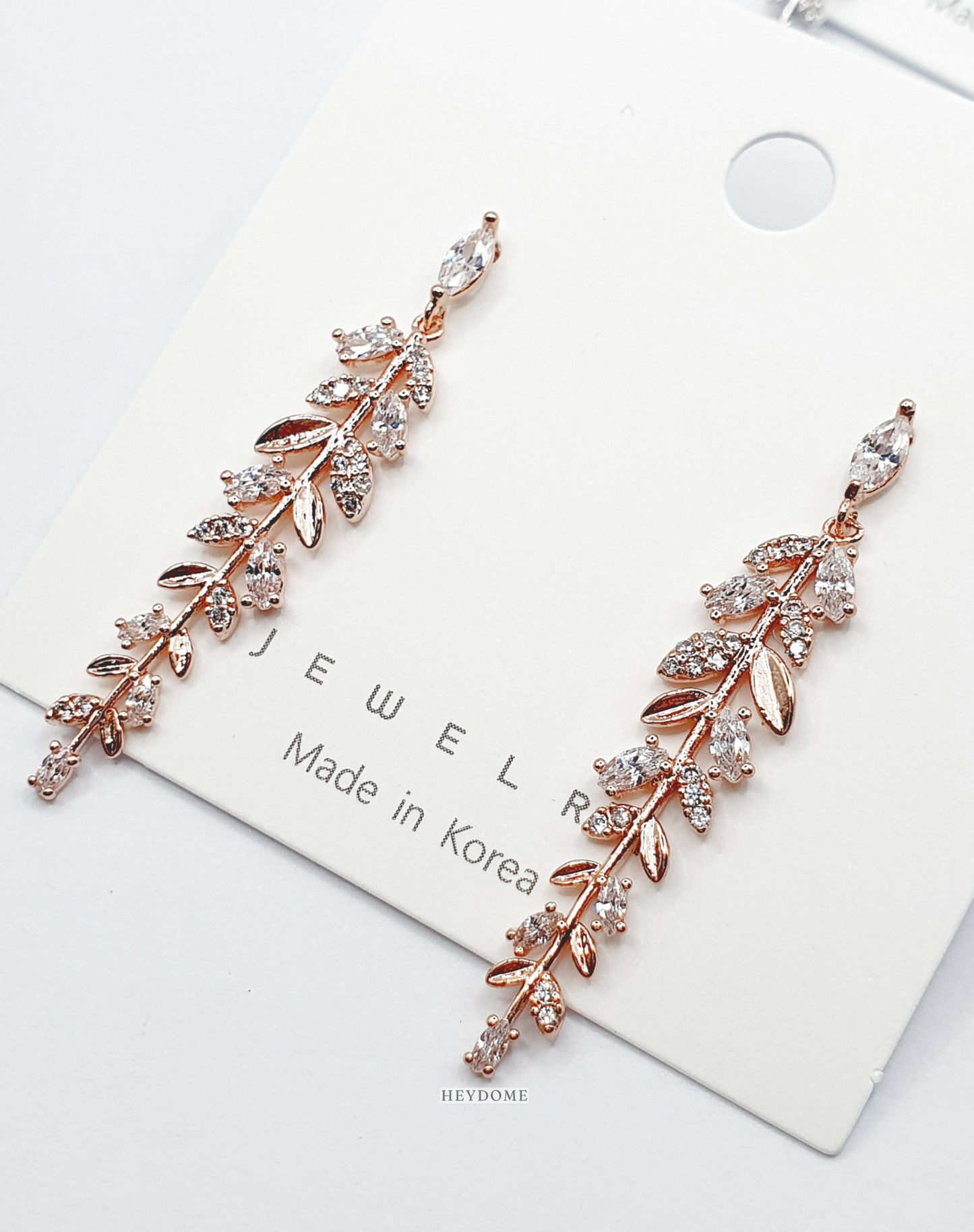 Olive Leaf CZ Drop Earrings - Wedding Jewelry with Silver Post