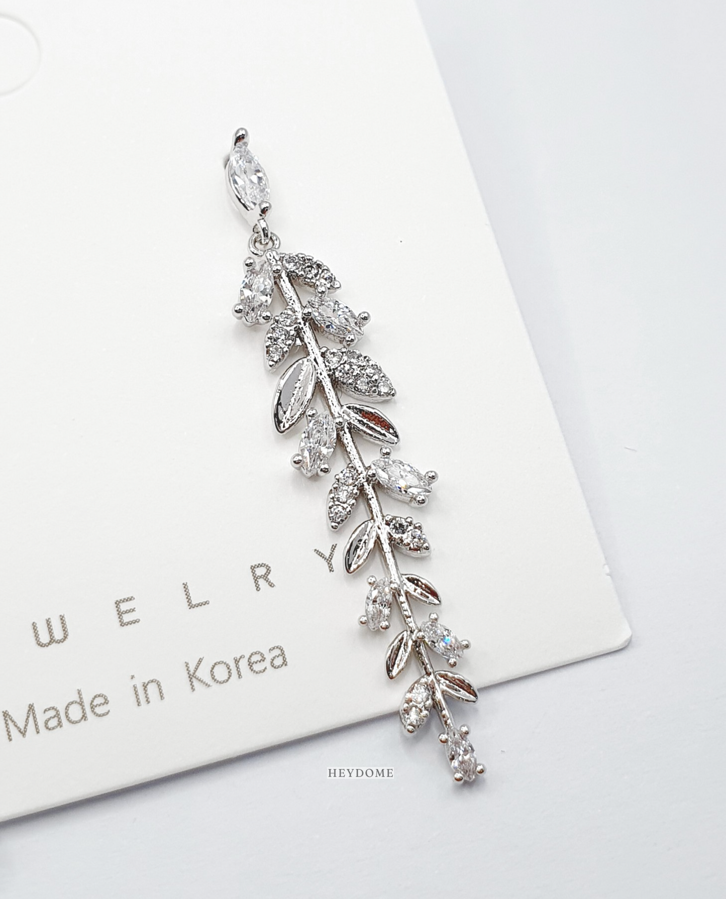 Olive Leaf CZ Drop Earrings - Wedding Jewelry with Silver Post