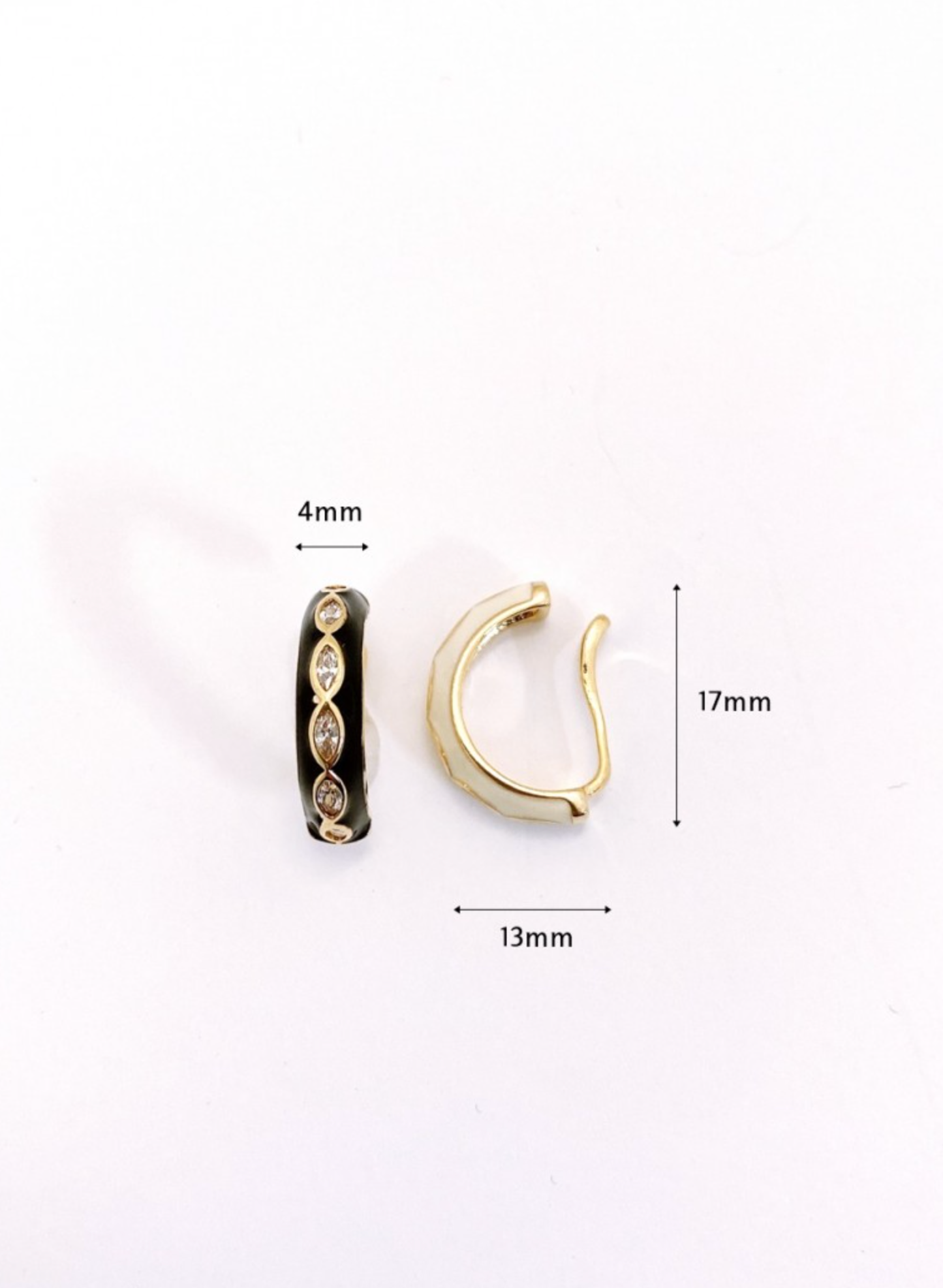 Color Enamel Ear Cuff - Non-Piercing Diamond Detail Earring