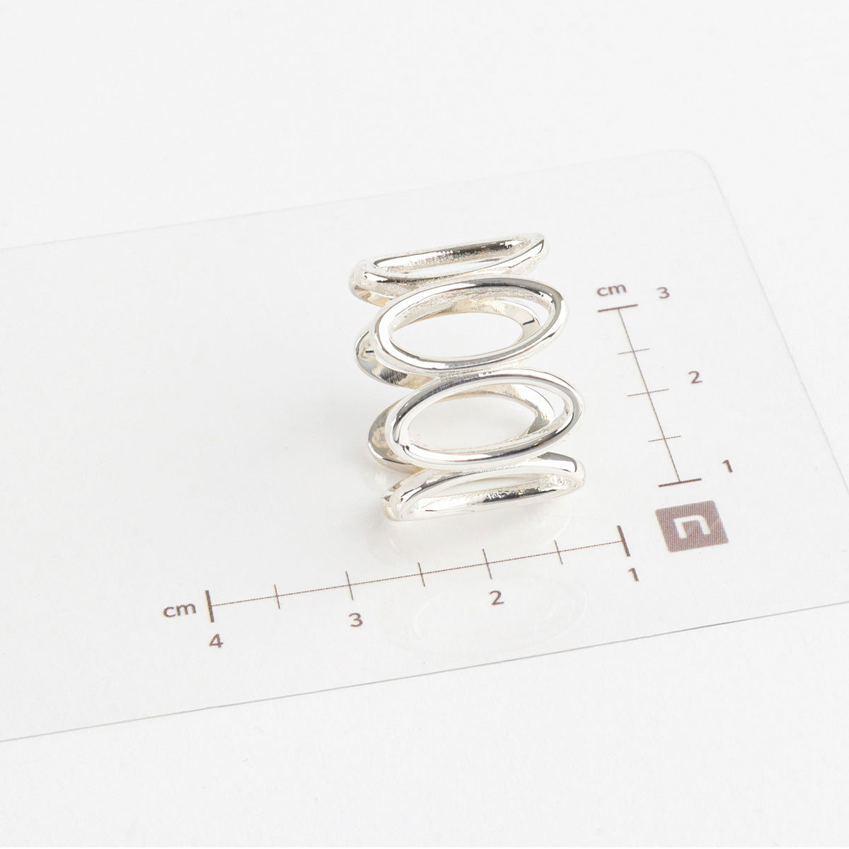 925 Sterling Silver Bold Wide Band Ring - Lace Lattice & Oval Loop