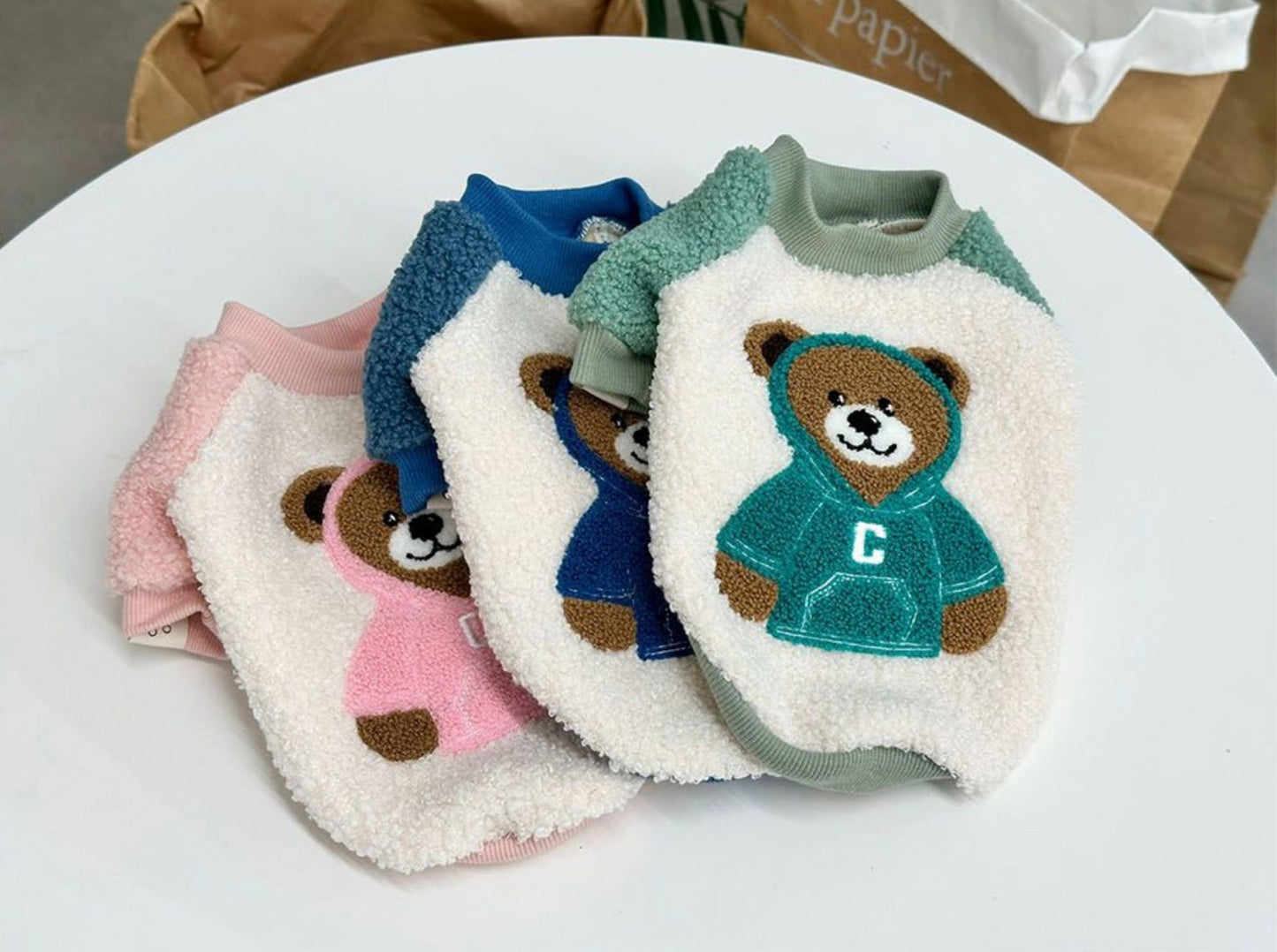 Cozy Bear Fleece Dog T-Shirt - Premium Made in Korea Winter Pet Apparel (XS to 2XL) | 3 Colors