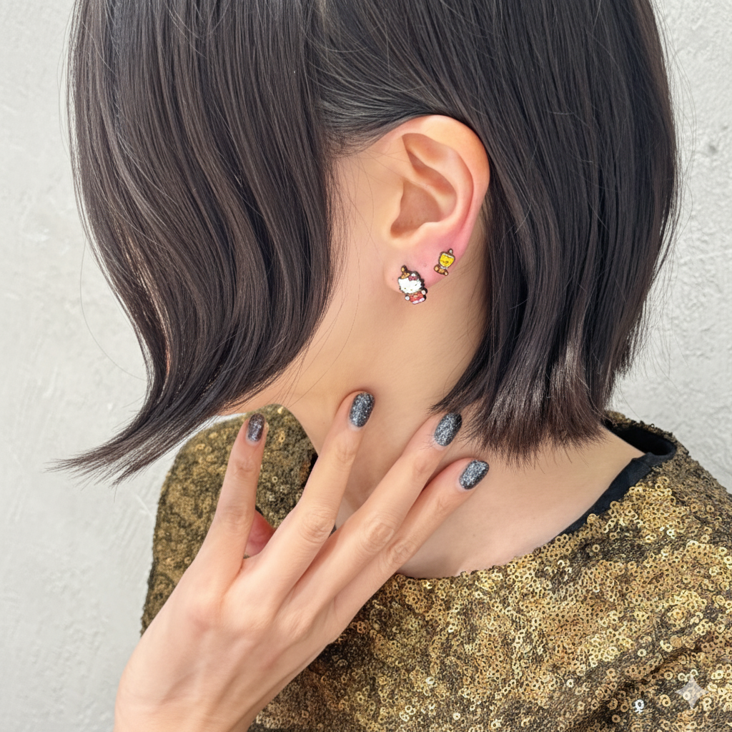 Sanrio Style Hello Kitty Mismatched Earrings Set – Handmade / Sterling Silver Post