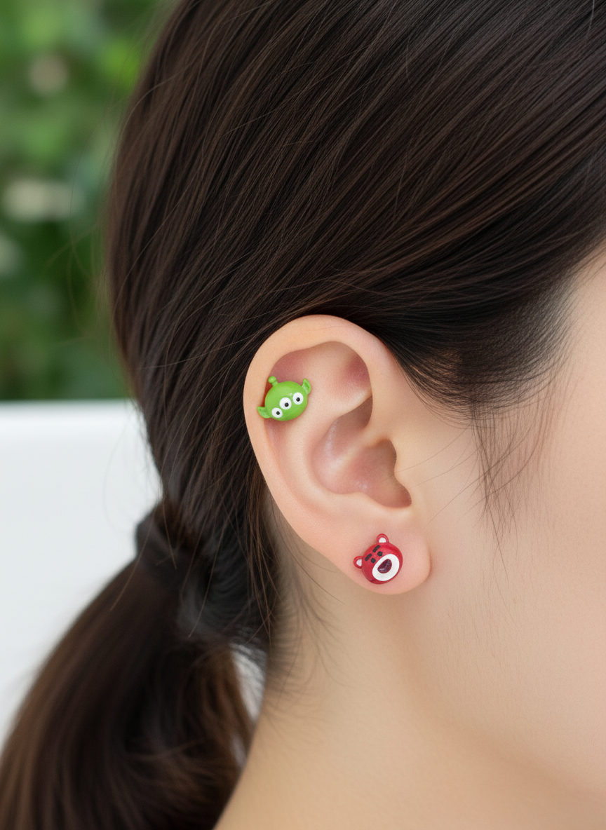 Tsum Tsum Inspired Surgical Steel Cartilage Earrings Handmade Disney Character