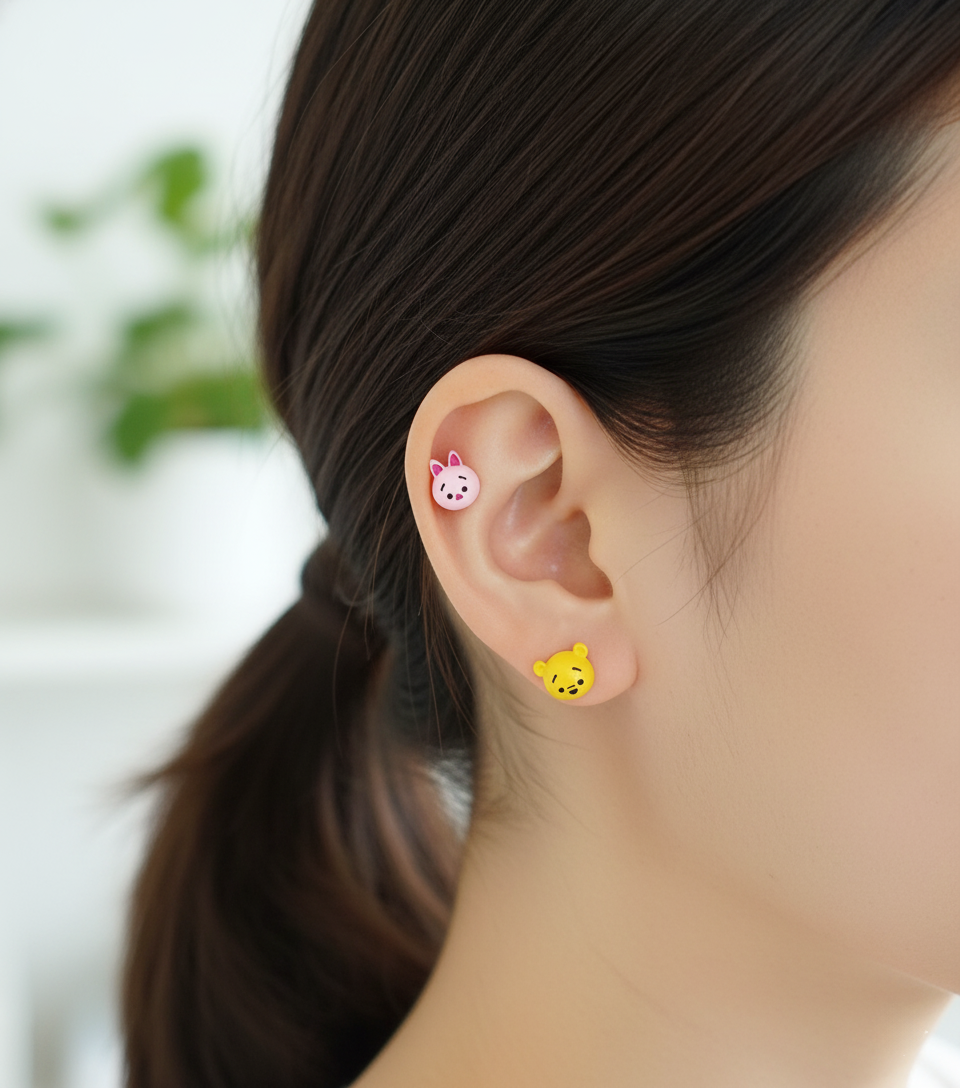 Tsum Tsum Inspired Surgical Steel Cartilage Earrings Handmade Disney Character