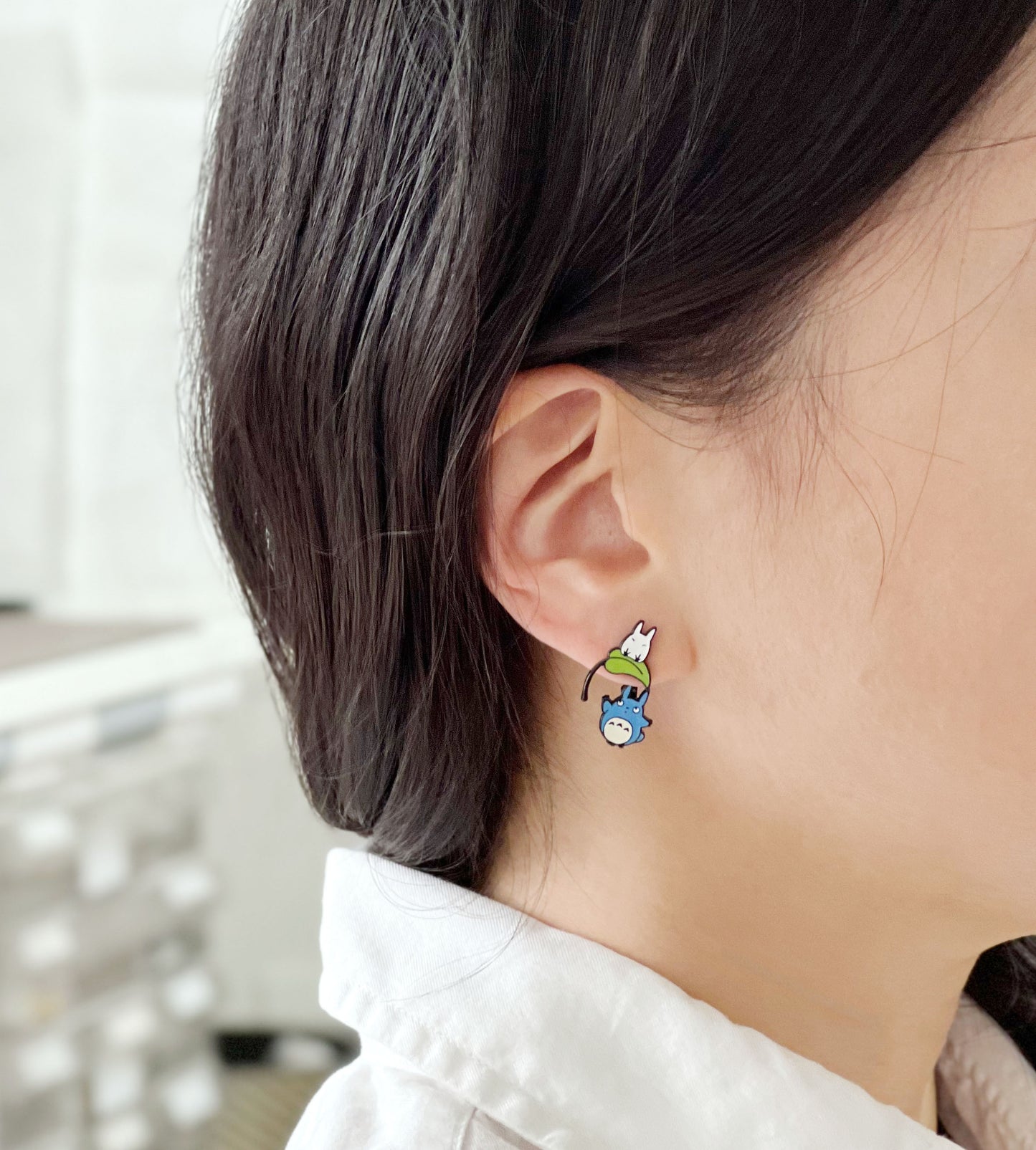 Totoro Earrings - 2-Way Convertible Drop & Stud | Ghibli Inspired Silver Post