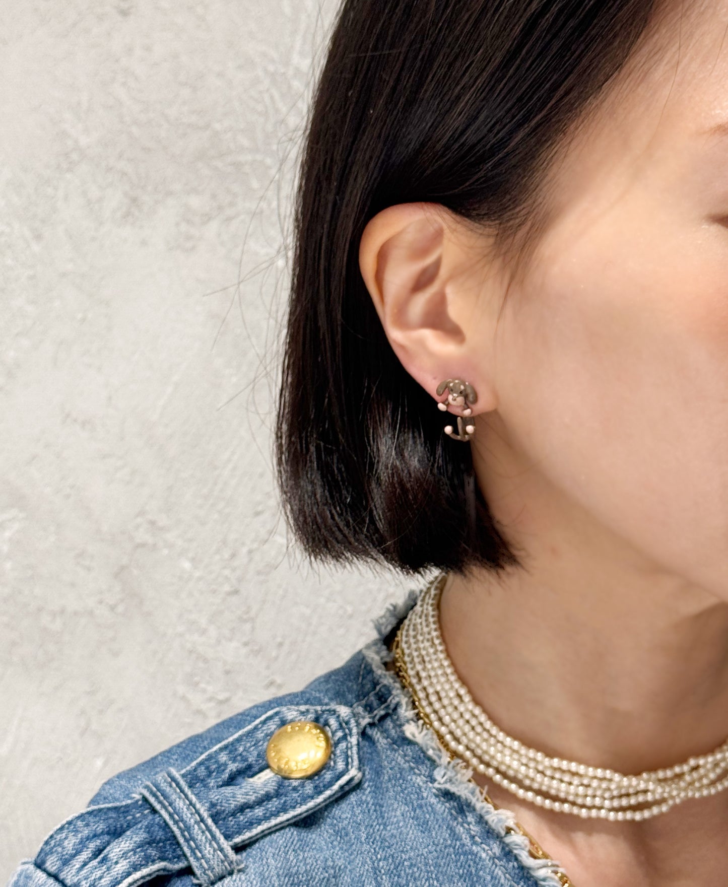 Dachshund Dog Earrings - Front Back Hoop with Silver Post