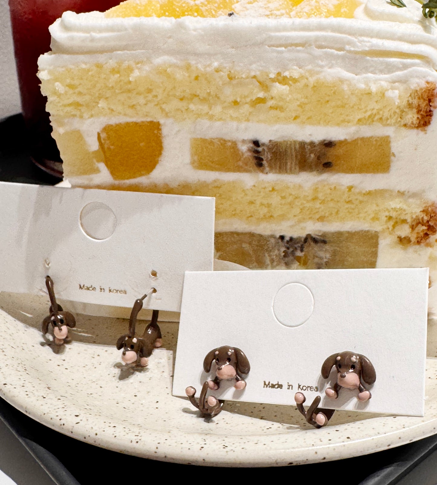 Dachshund Dog Earrings - Front Back Hoop with Silver Post