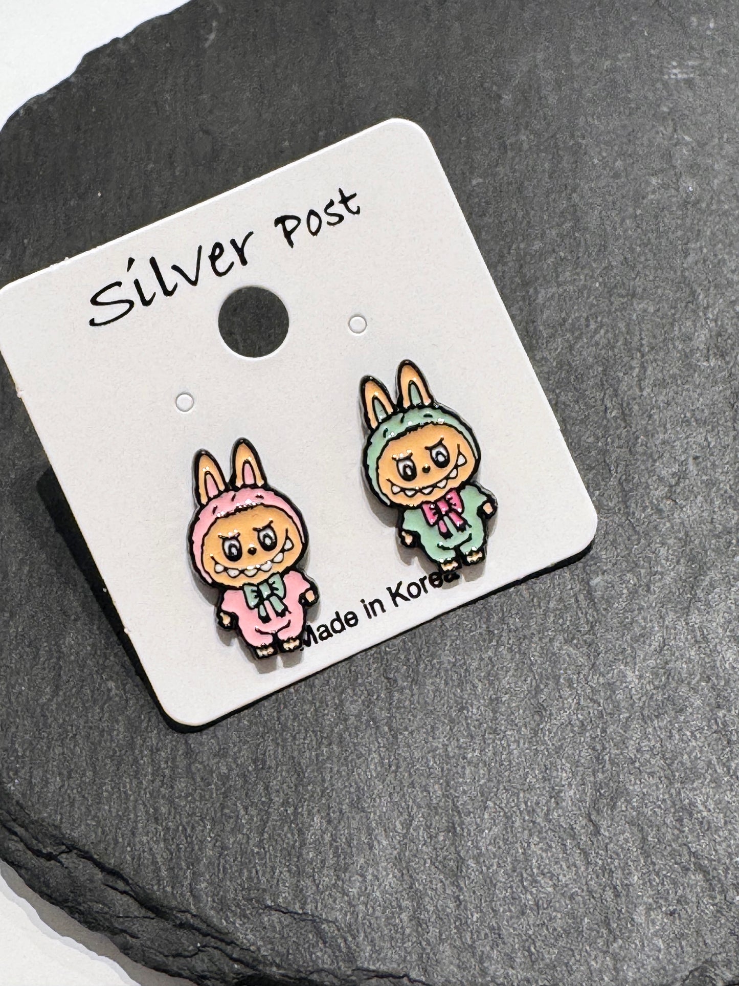Labubu Mismatched Stud Earrings | Sterling Silver Posts Handmade