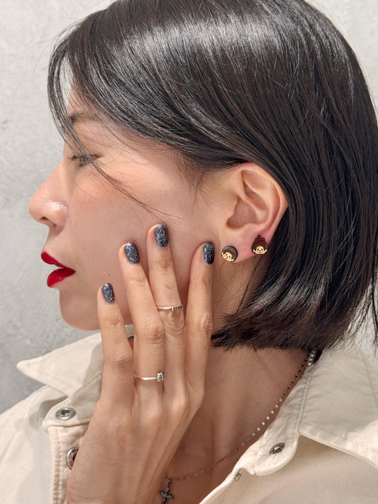Handmade Moncici-Inspired Earrings,Kitsch Retro Character Silver Post , Cute Vintage Toy Jewelry, Korean Handmade,k-pop accessories,