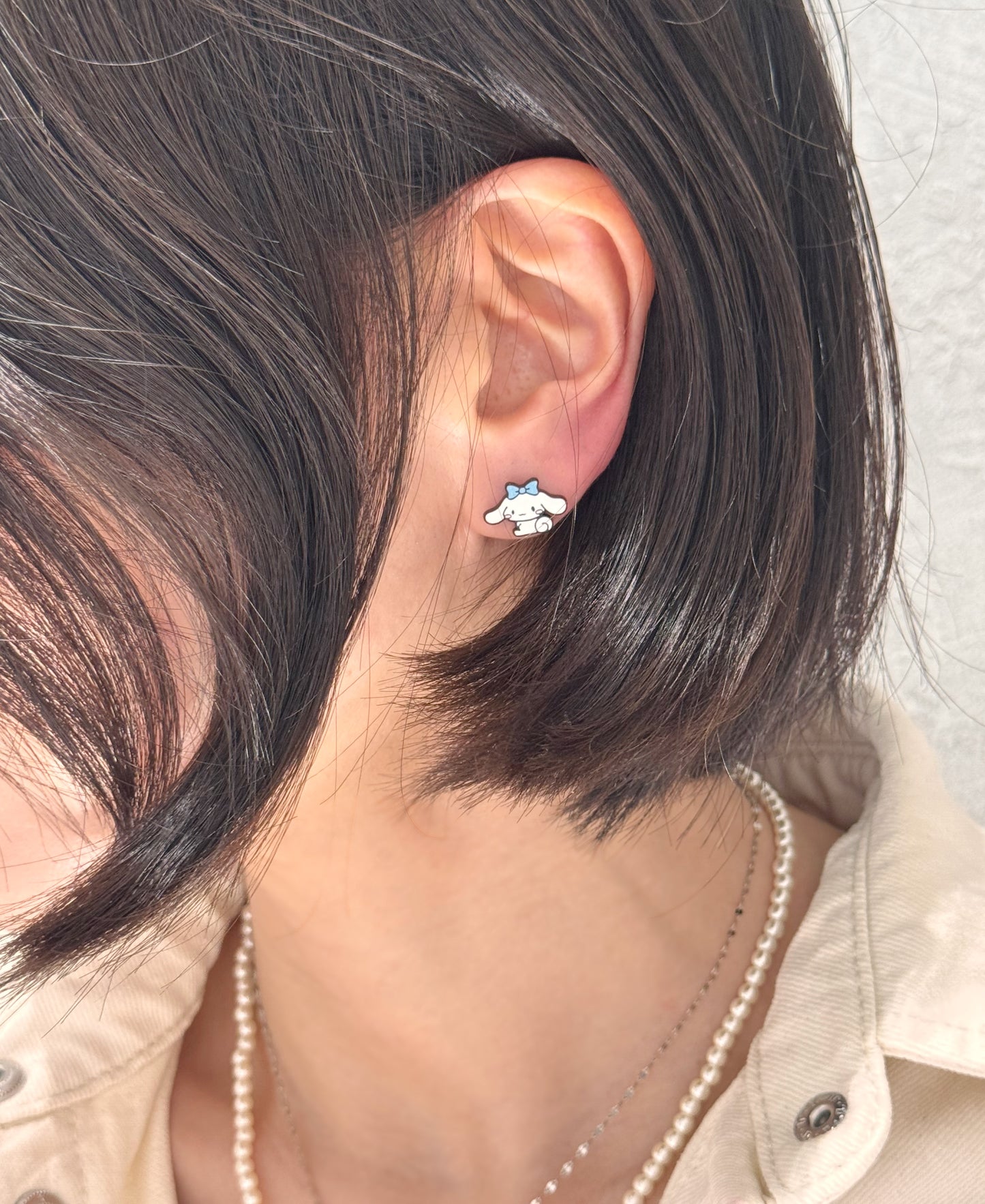 Cinnamoroll Mismatched Silver Post Earrings β Handmade in Korea