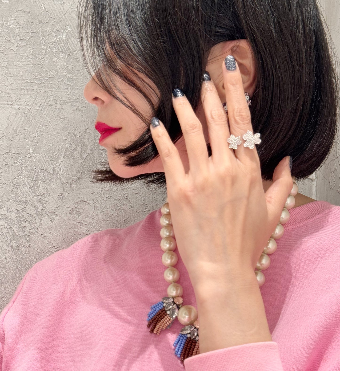 CZ Clover Flower Ring - Adjustable Statement Ring