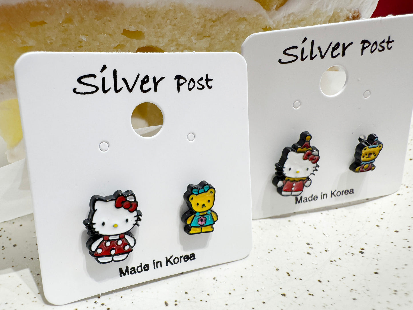 Sanrio Style Hello Kitty Mismatched Earrings Set – Handmade / Sterling Silver Post