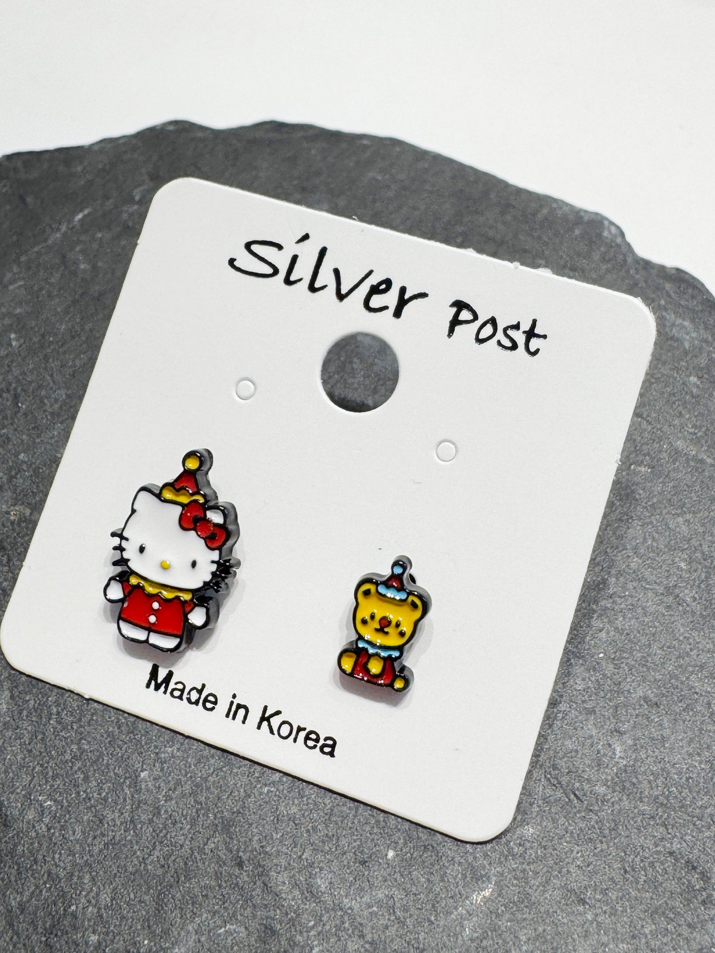 Sanrio Style Hello Kitty Mismatched Earrings Set – Handmade / Sterling Silver Post