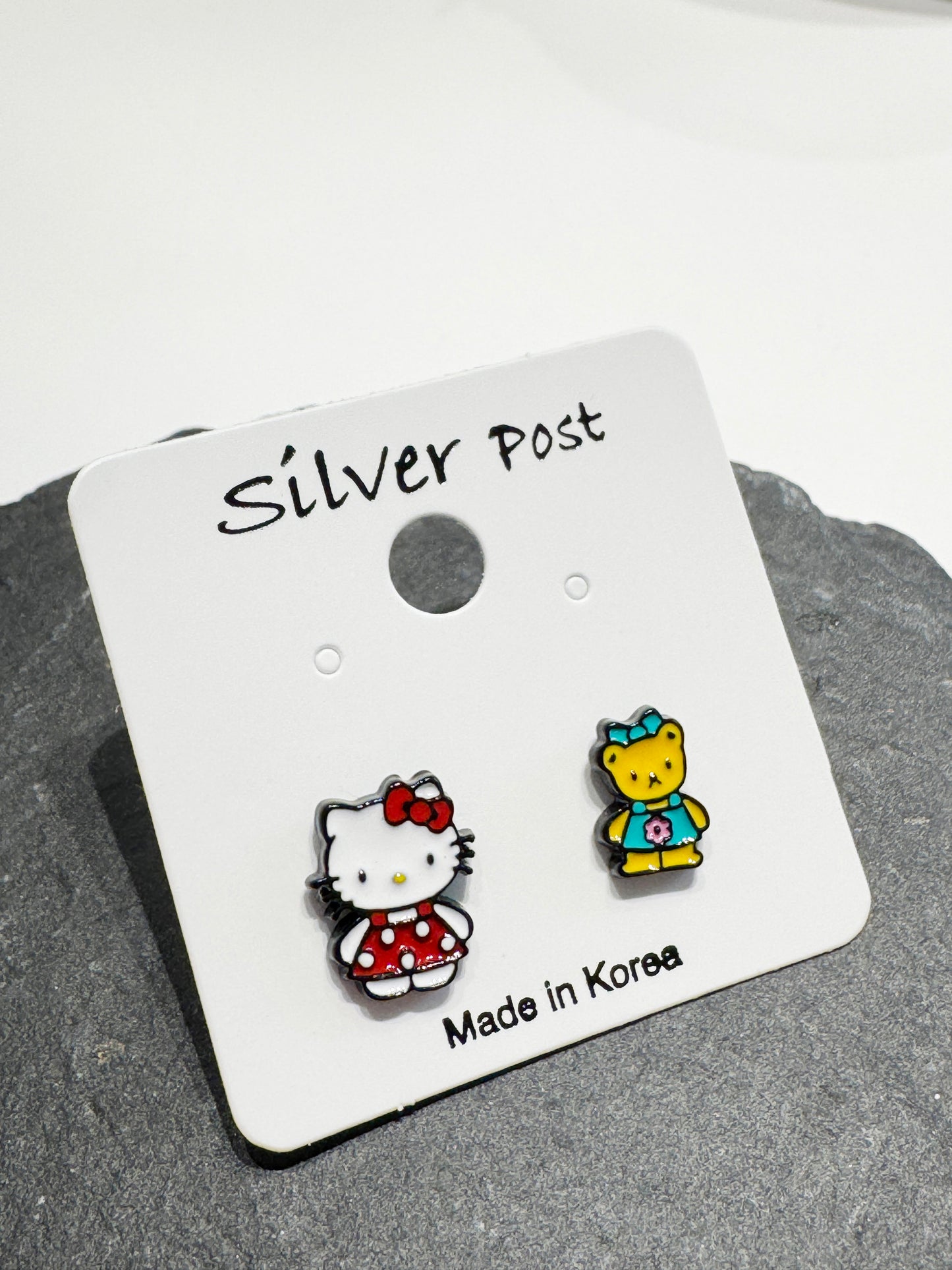 Sanrio Style Hello Kitty Mismatched Earrings Set – Handmade / Sterling Silver Post