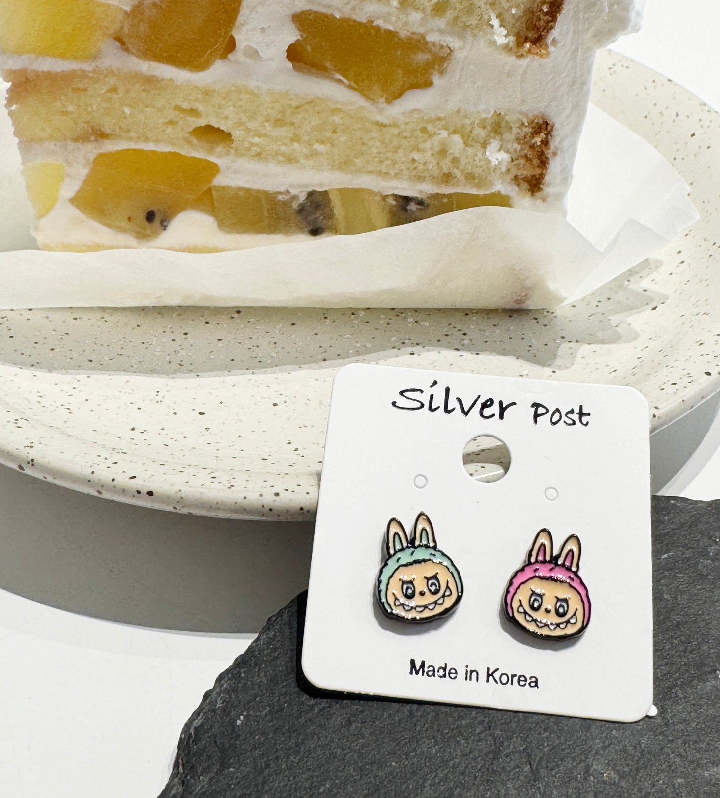 LaBubu Inspired Silver Post Character Stud Earrings