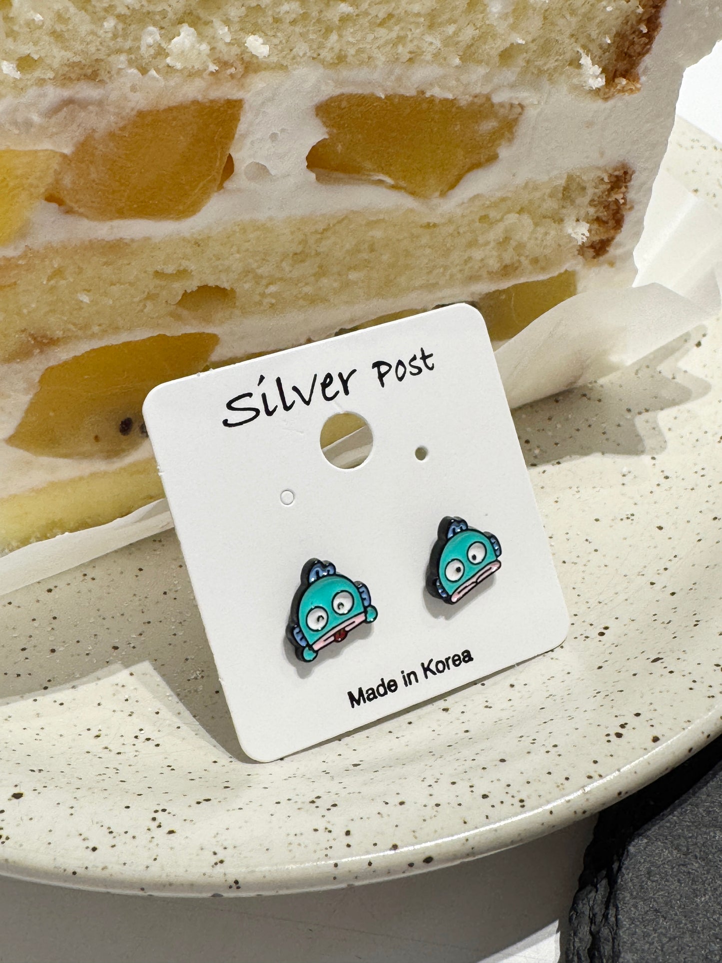 Handmade Sanrio-Inspired Hangyodong Character Earrings Silver Post