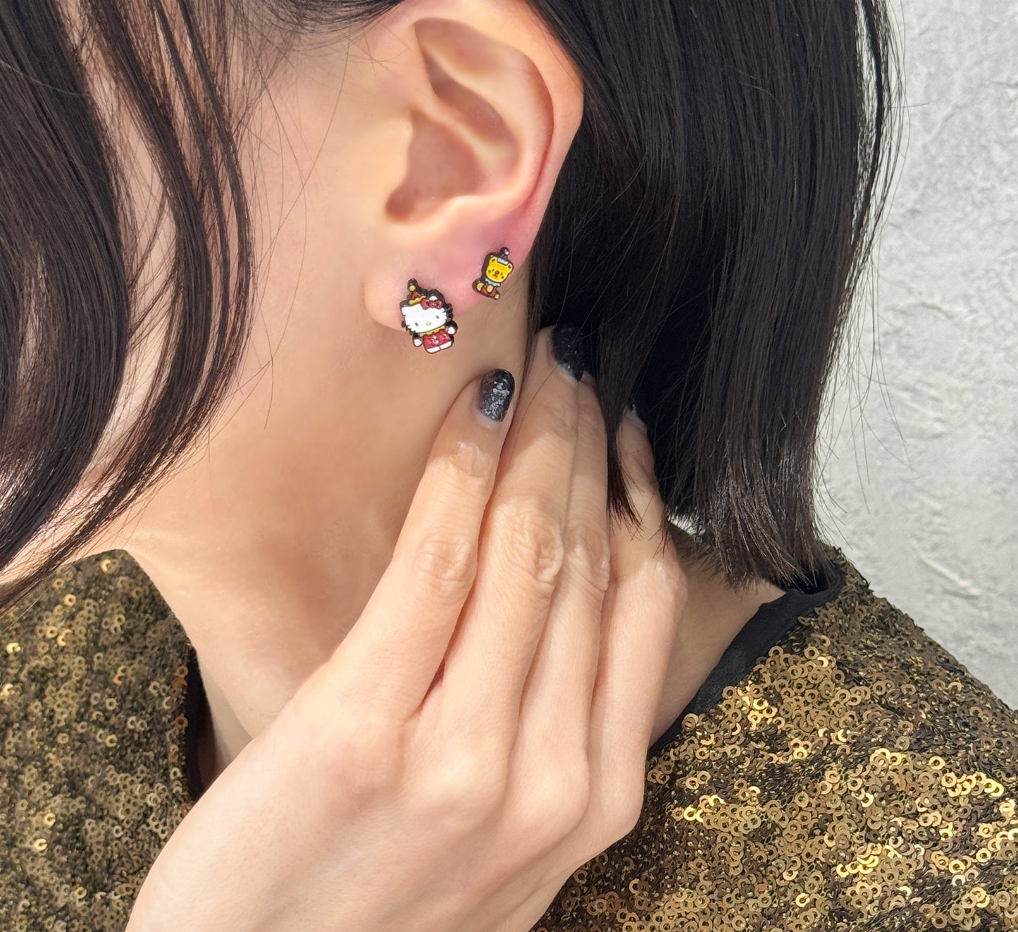 Sanrio Style Hello Kitty Mismatched Earrings Set – Handmade / Sterling Silver Post