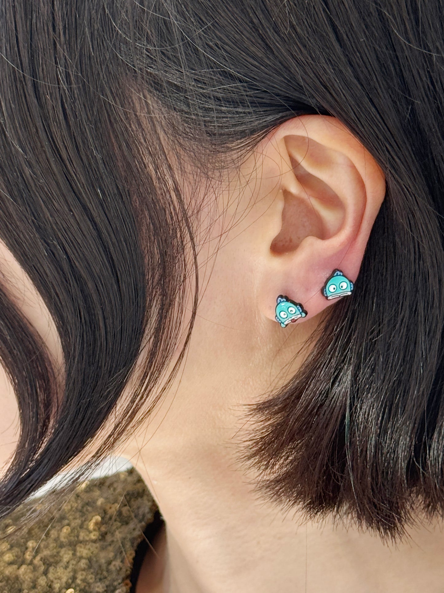 Handmade Sanrio-Inspired Hangyodong Character Earrings Silver Post