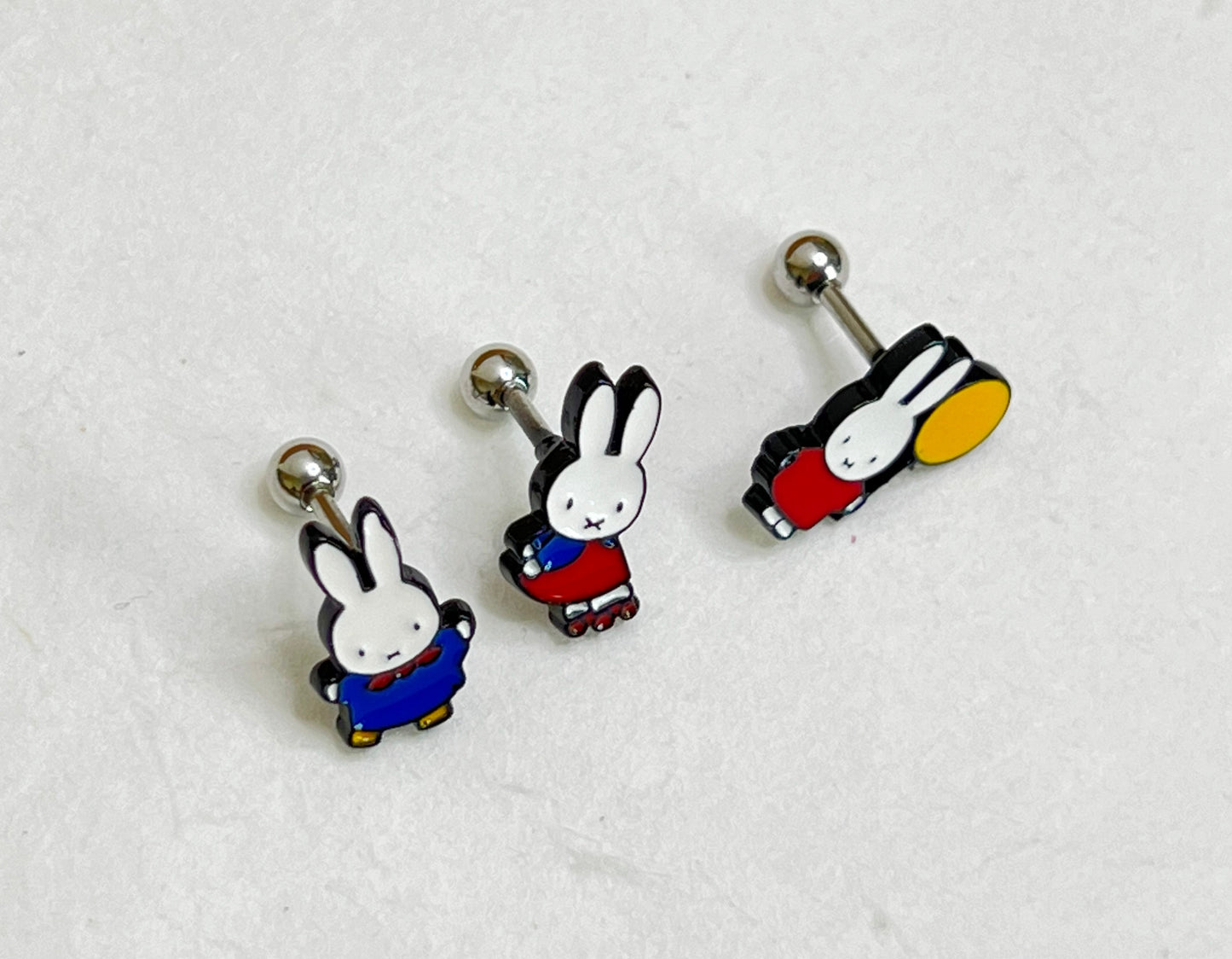 Miffy-Inspired Bunny Balloon Barbell | Kawaii Inner Conch Piercing | Made in Korea