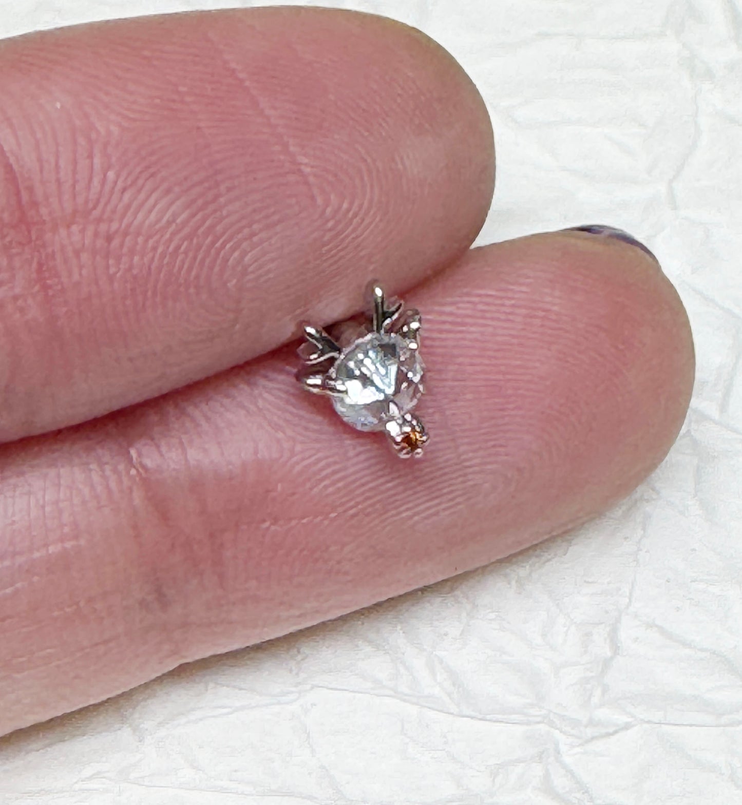 Crystal Snowman & Reindeer Barbell Stud in Surgical Steel