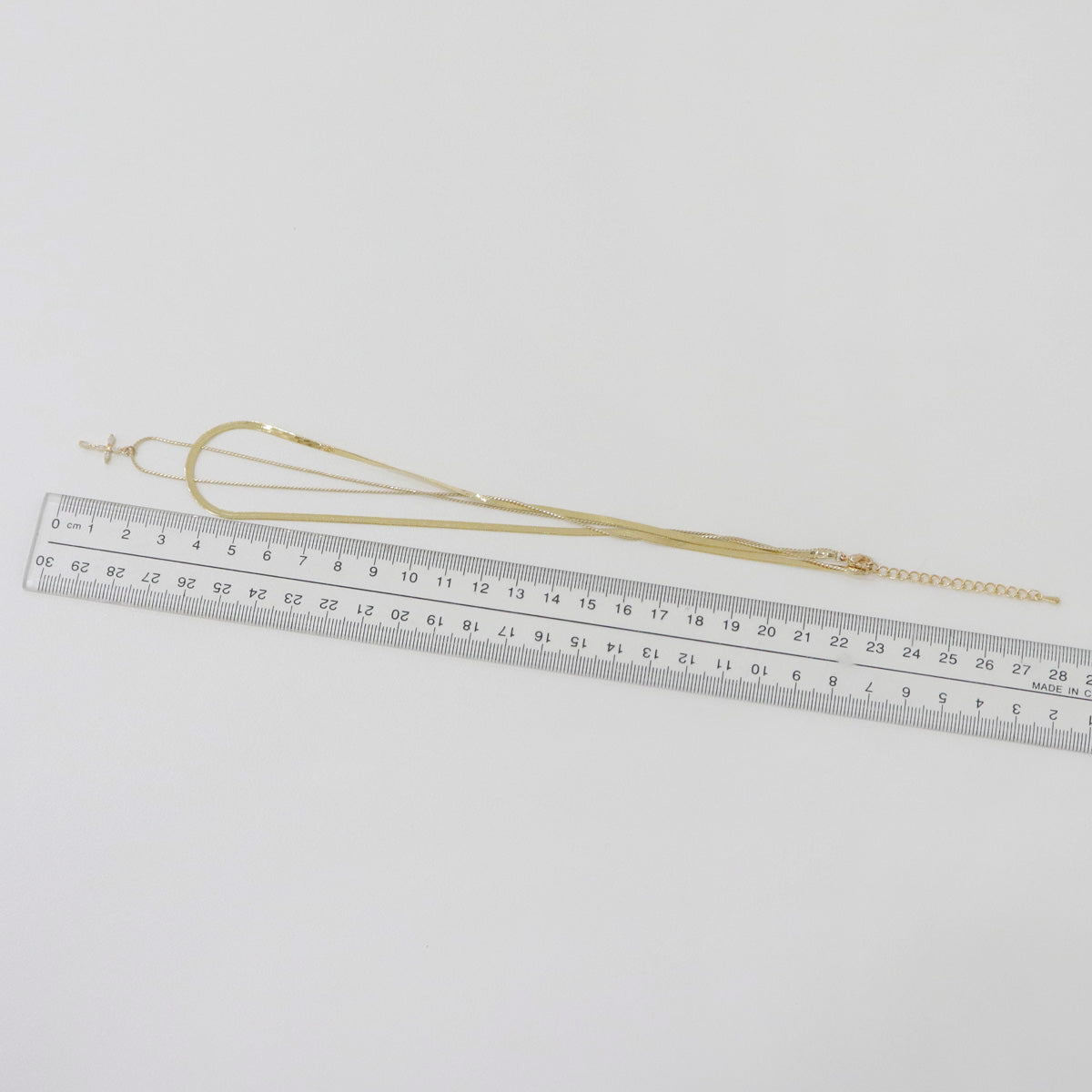 Layered Cross Pendant Necklace, Snake Chain & Box Chain Layered Necklace