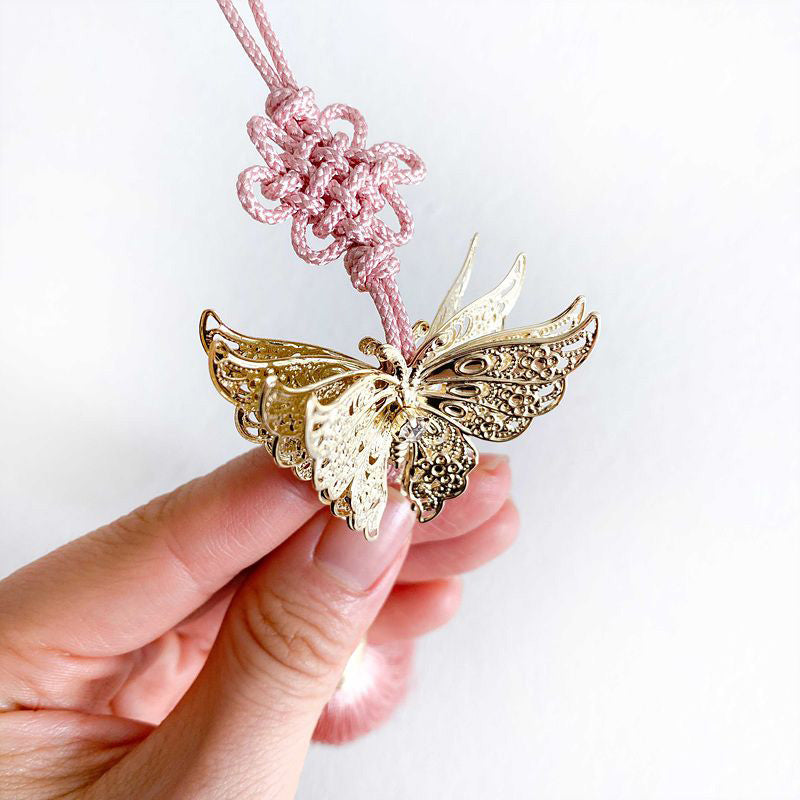 Metal Butterfly Norigae Tassel Charm - Korean Traditional Ornament